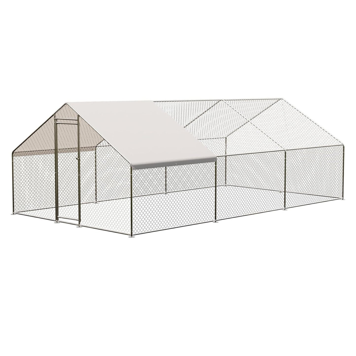 20 x10ft Walk-in Metal Chicken Coop Poultry Cage Pet House w/ Chicken Run Cover