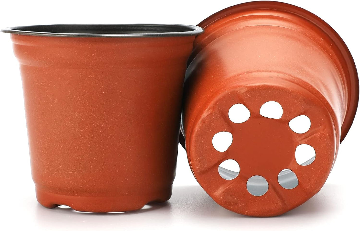 100 Pcs 4" Plastic Plants Nursery Pot/Pots Seedlings Flower Plant Container Seed Starting Pots,4 Inch,Red