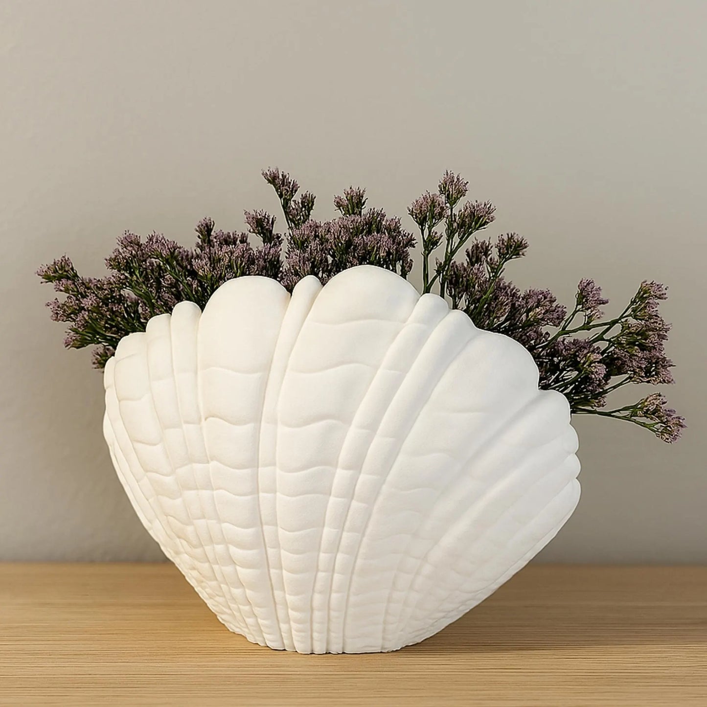 Seashell Vase β 3D Printed Shell Flower Pot, Coastal Beach Decor, Oyster Shell Vase, Nautical Home Decoration, Creative Ocean -Inspired Gift