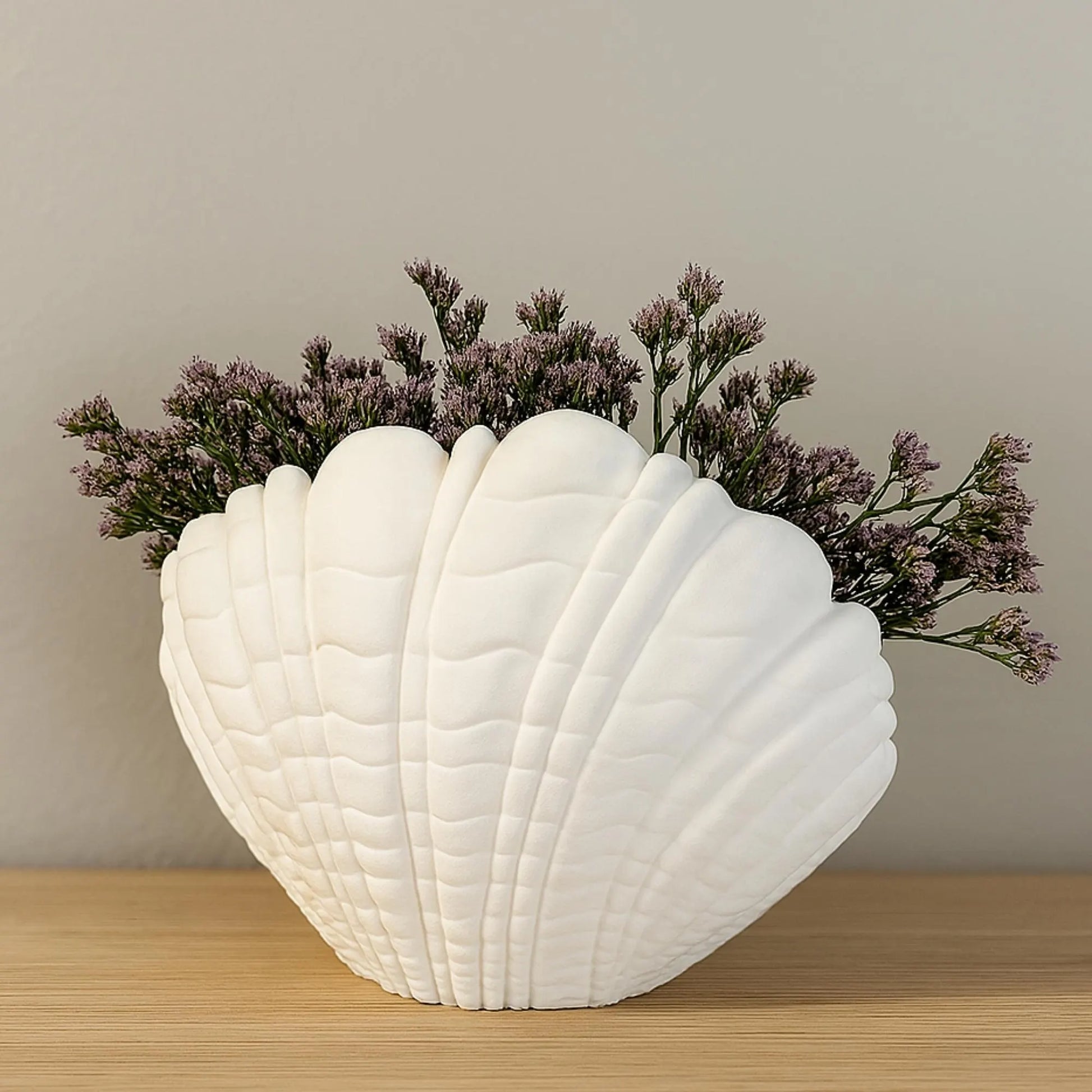 Seashell Vase β 3D Printed Shell Flower Pot, Coastal Beach Decor, Oyster Shell Vase, Nautical Home Decoration, Creative Ocean -Inspired Gift