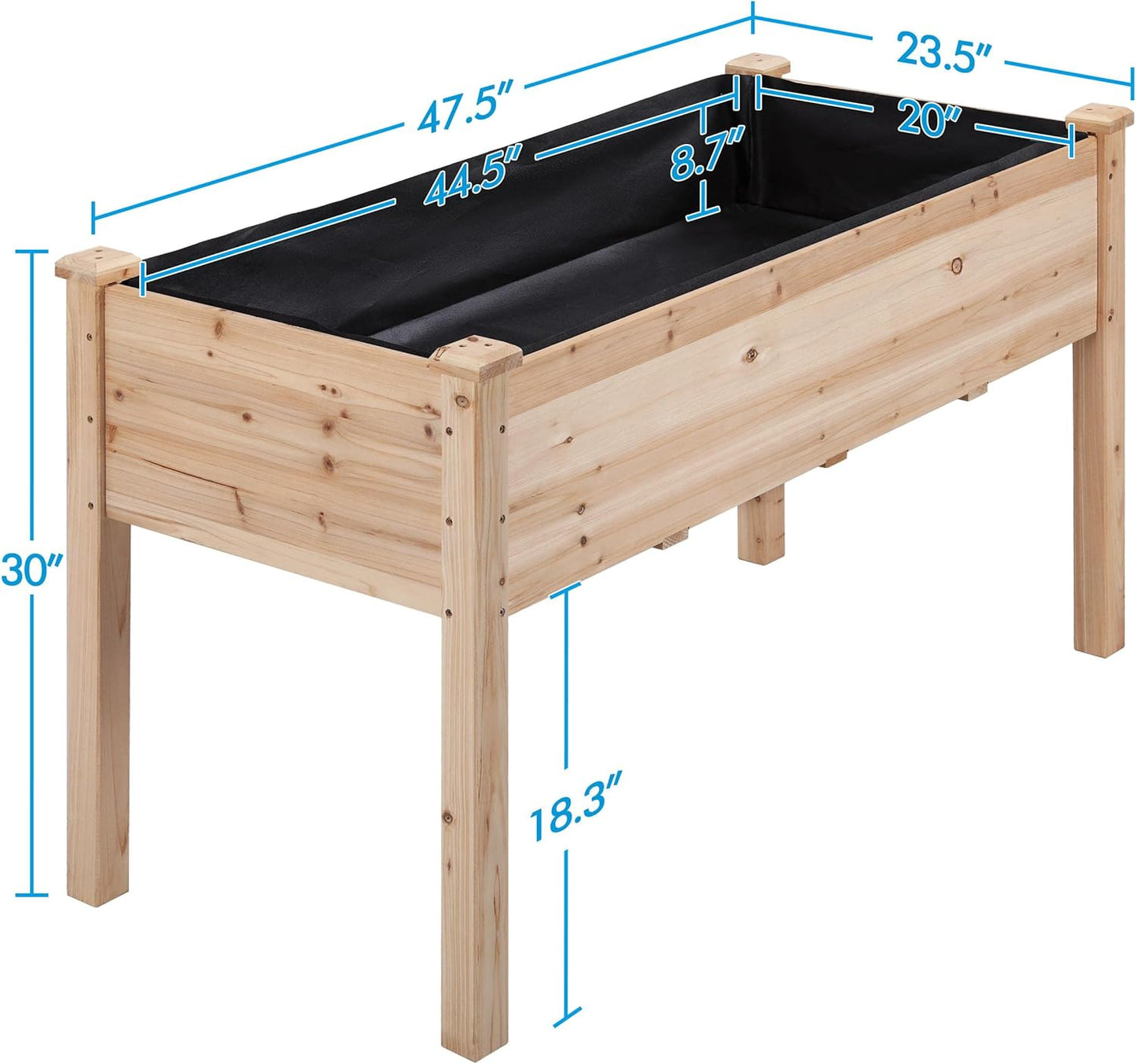 1pc Raised Garden Bed 48x24x30in Elevated Wooden Horticulture Planter Box with Legs Standing Growing Bed for Gardening/Backyard/Patio/Balcony