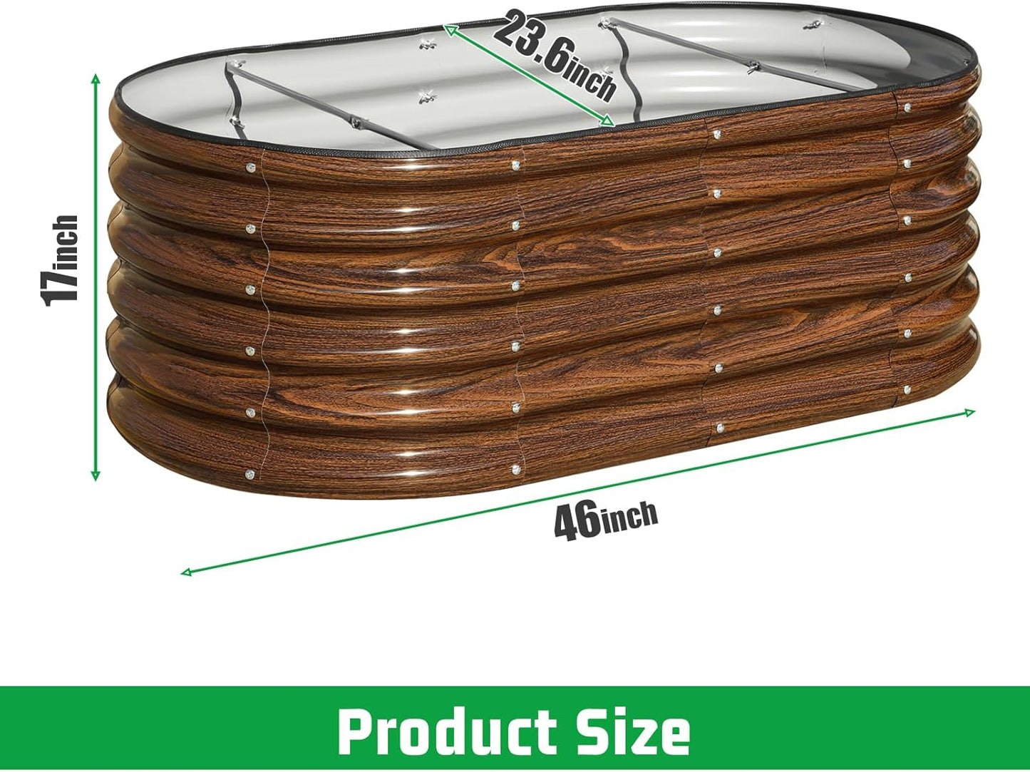 3 Pcs 4x2x1.5ft Raised Garden Bed Outdoor, 17" Tall Galvanized Metal Planter Box, Raised Garden Bed Kit for Planting Vegetables Plants Fruits, Brown
