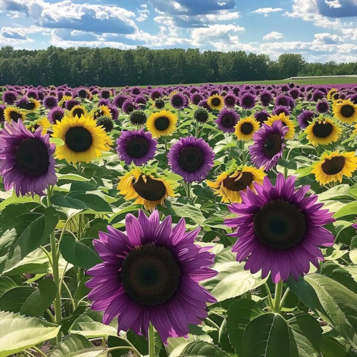 50pcs Purple Sunflower Field ‘Violet Glow’ Seeds – Rare Non-GMO Heirloom Variety – Deep Violet Blooms for Striking Garden Landscapes