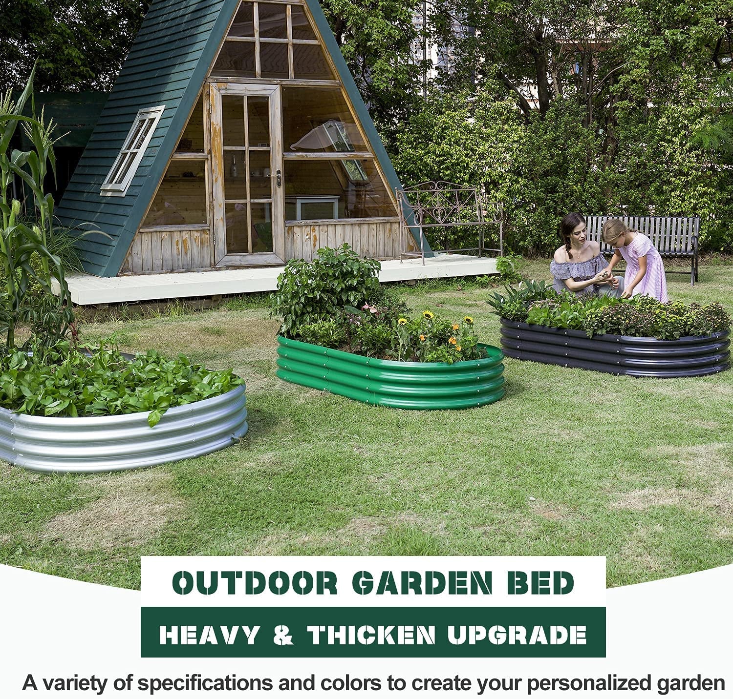 Galvanized Raised Garden Bed Kit, Galvanized Planter Raised Garden Boxes Outdoor, Oval Large Metal Raised Garden Beds for Vegetables(Grey)4×2×1ft(1pcs)