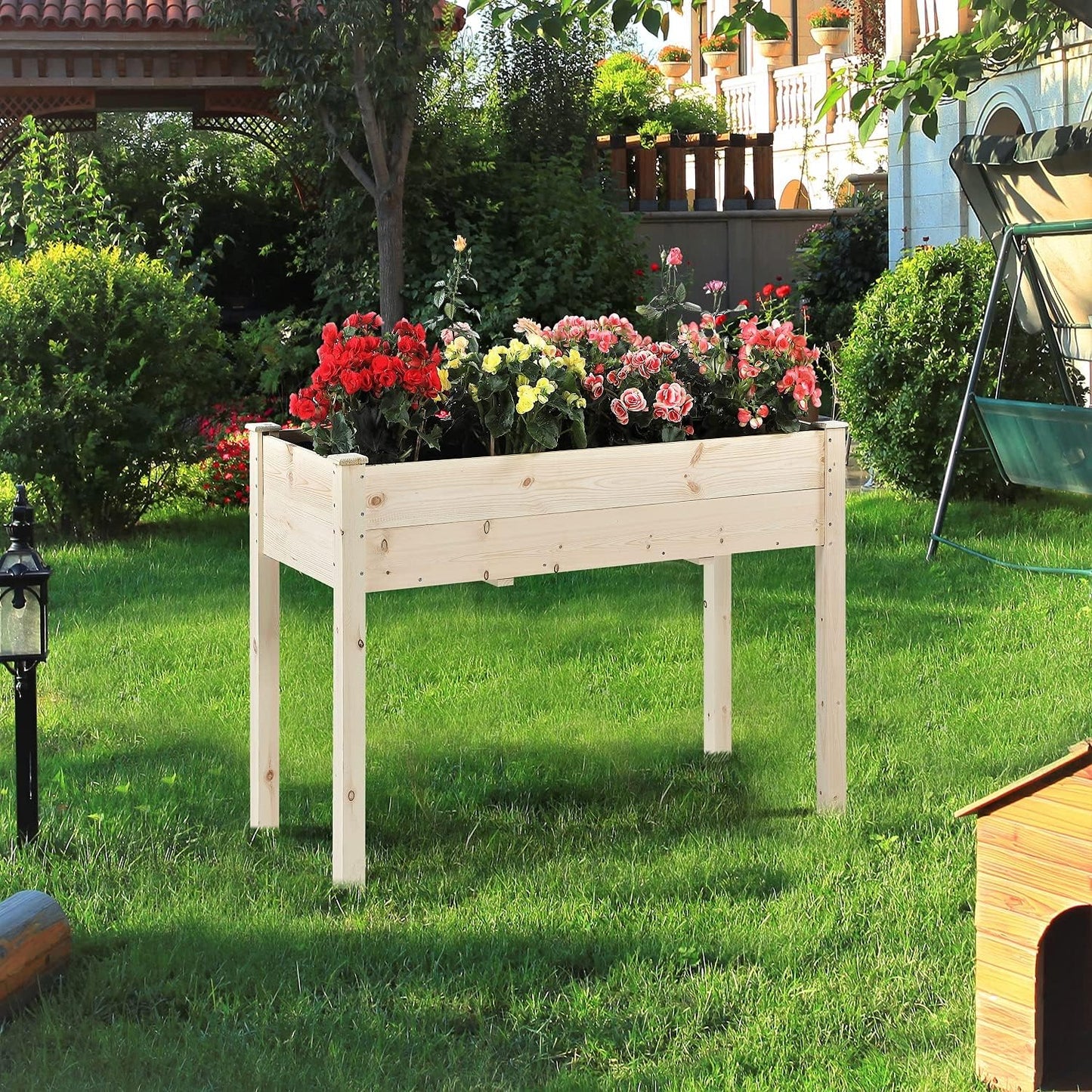 4FT Raised Garden Bed with Legs, Elevated Garden Box for Vegetable, Flower, Herb, Wood Planter Load Up to 250 Pounds for Gardening in Backyard Patio - Easy Assembly, 30in Height