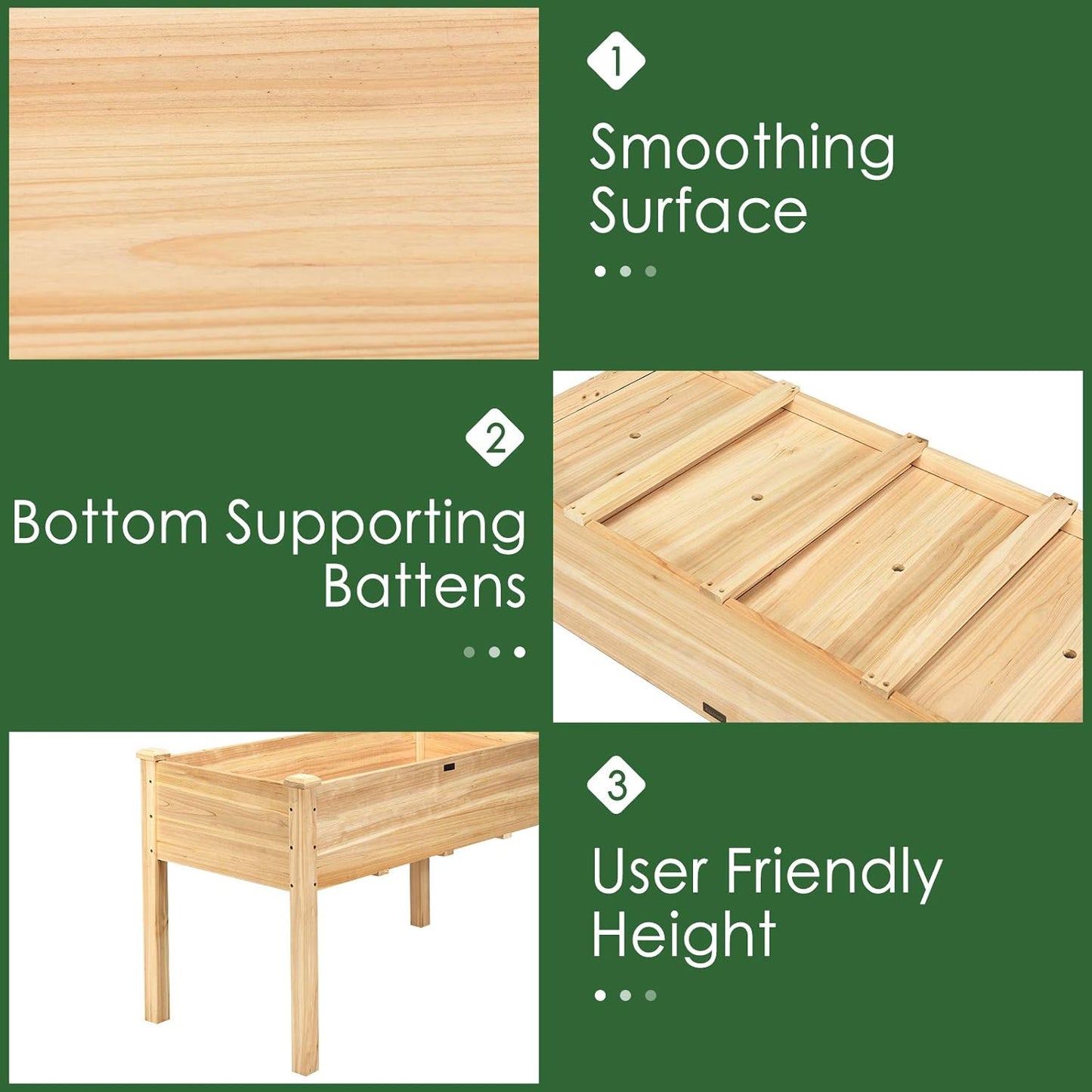 Raised Garden Bed Kit Elevated Planter Box for Vegetables Fruits Herb Grow, Heavy Duty Natural Cedar Wood Frame Gardening Planting Bed for Deck Patio Yard, 49.5"X23.5"X30.0"