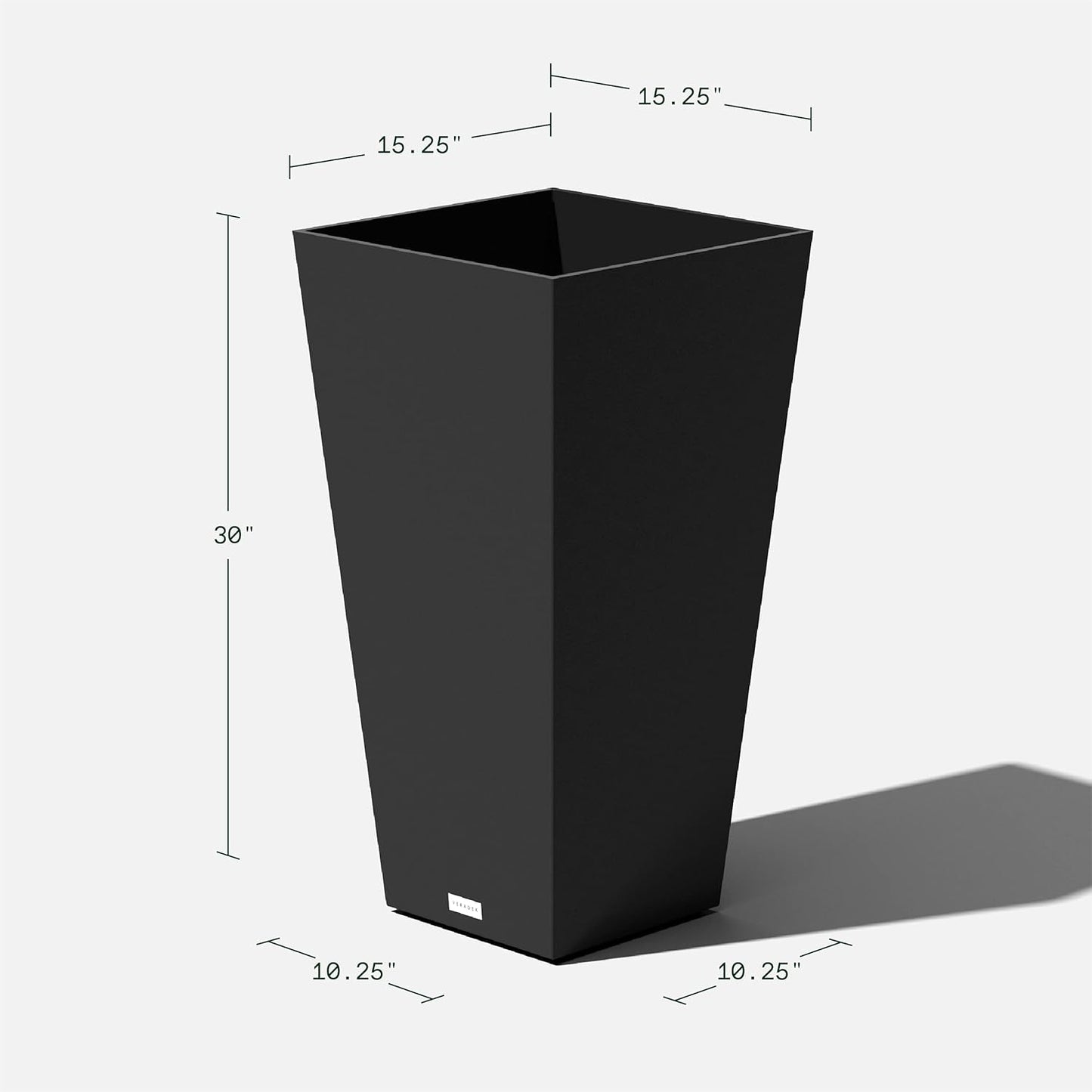 V-Resin Indoor/Outdoor Taper Planter, Set of 2 (30 Inch, Black)