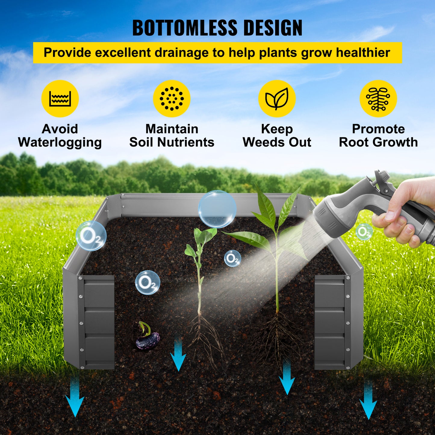 VEVOR Galvanized Raised Garden Bed Planter Box for Plant Flower Vegetable