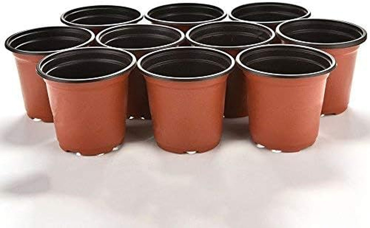 100 Pcs 4" Plastic Plants Nursery Pot/Pots Seedlings Flower Plant Container Seed Starting Pots,4 Inch,Red