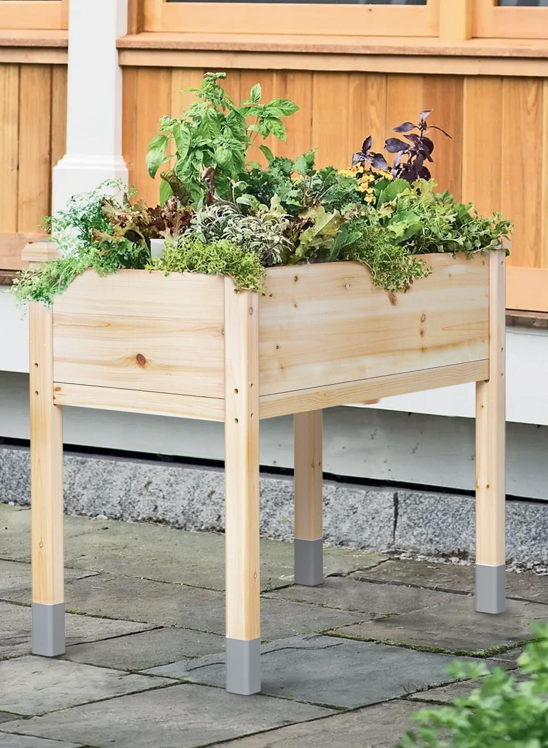 Wooden Raised Garden Bed with Legs, 48”L X 24”W, Elevated Reinforced Large Planter Box for Vegetable Flower Herb Outdoors - Beam and Column Structure - Unmatched Strength Outlast