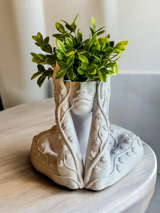 Ivy Goddess Head Planter, Woman Bust Flower Pot, Indoor, Outdoor Plants, Succulents, Cacti, Airplants, Boho Sculpture Decor Home, Office