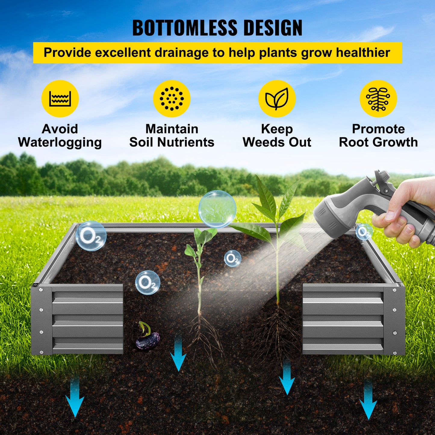 VEVOR Galvanized Raised Garden Bed Planter Box for Plant Flower Vegetable