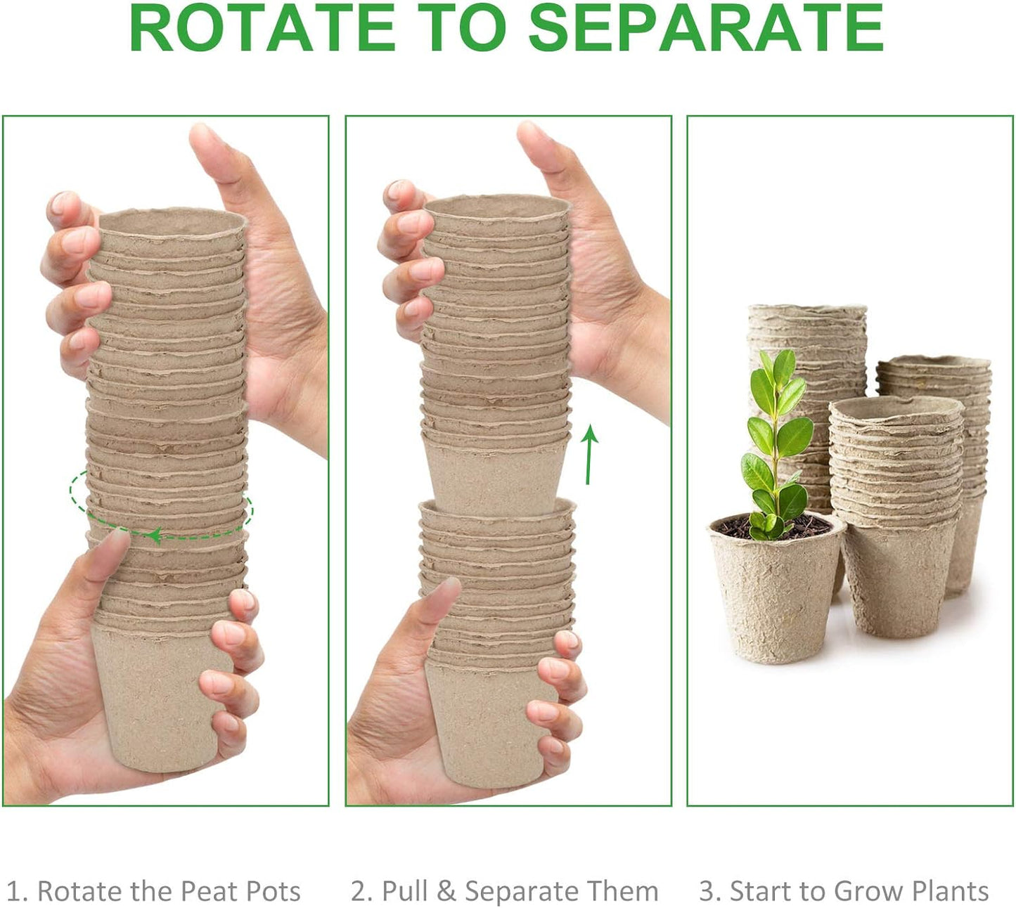 120 Packs 3 Inch Peat Pots Plant Starters for Seedling with 15 Pcs Plant Labels, Biodegradable Herb Seed Starter Pots Kits, Garden Germination Nursery Pot