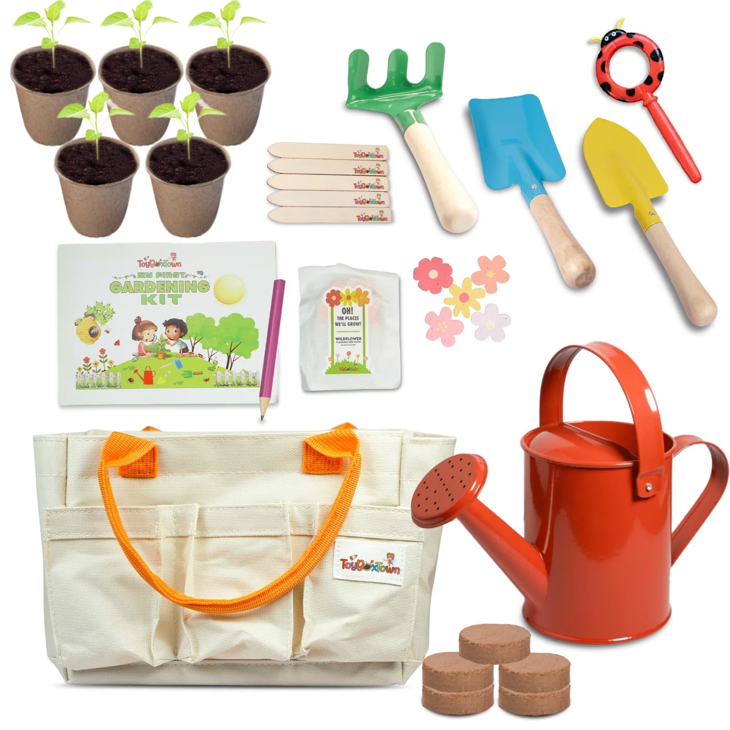 Kids Gardening Set, My First Gardening Kit- 27 Pieces STEM, Complete Toddler Gardening Kit with Plantable Seed Paper, Promotes Pretend Play