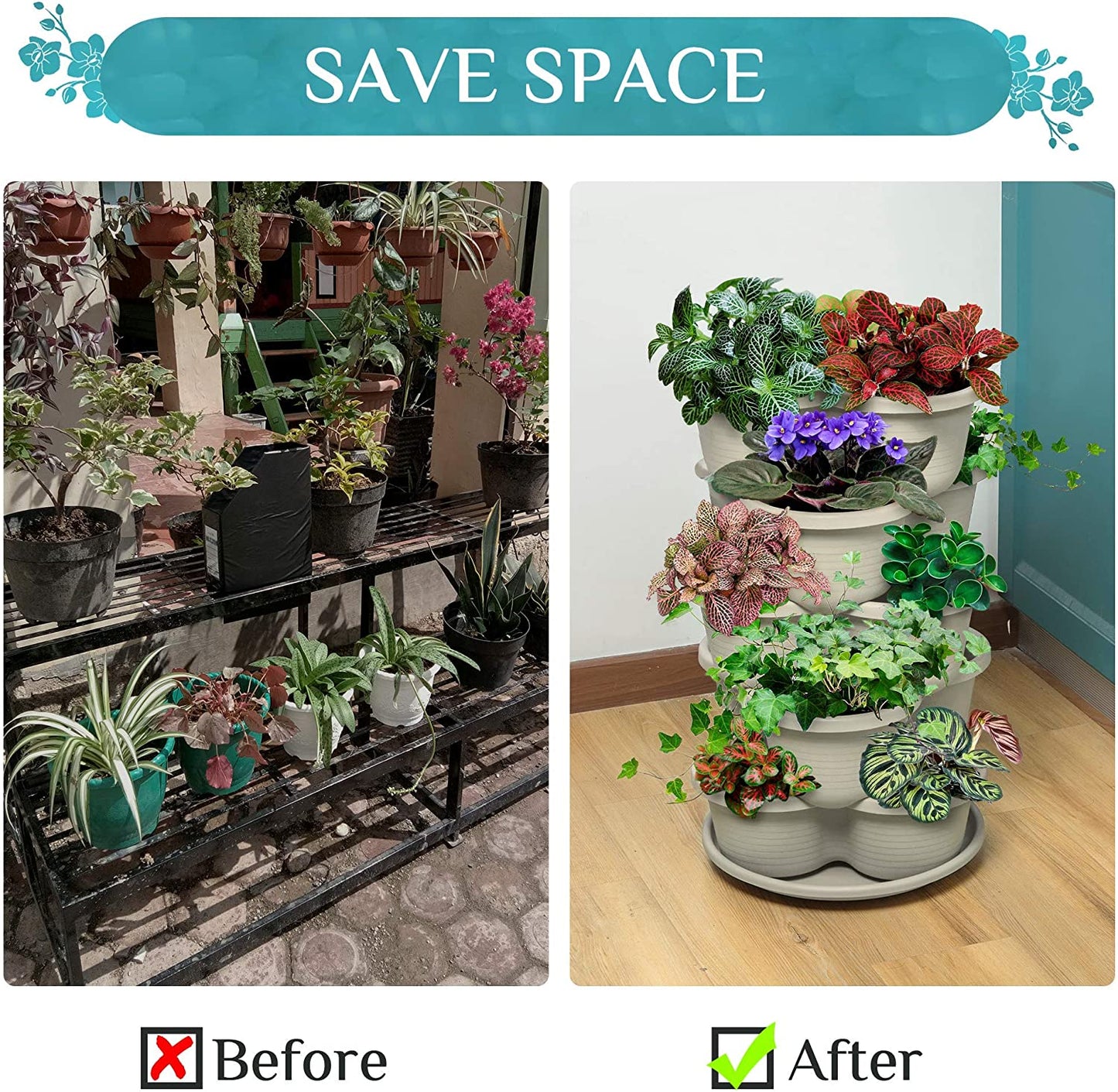 Stackable Planter, Vertical Oasis Tiered Garden Planter, Grow Vegetables, Herbs, and Succulents with Ease