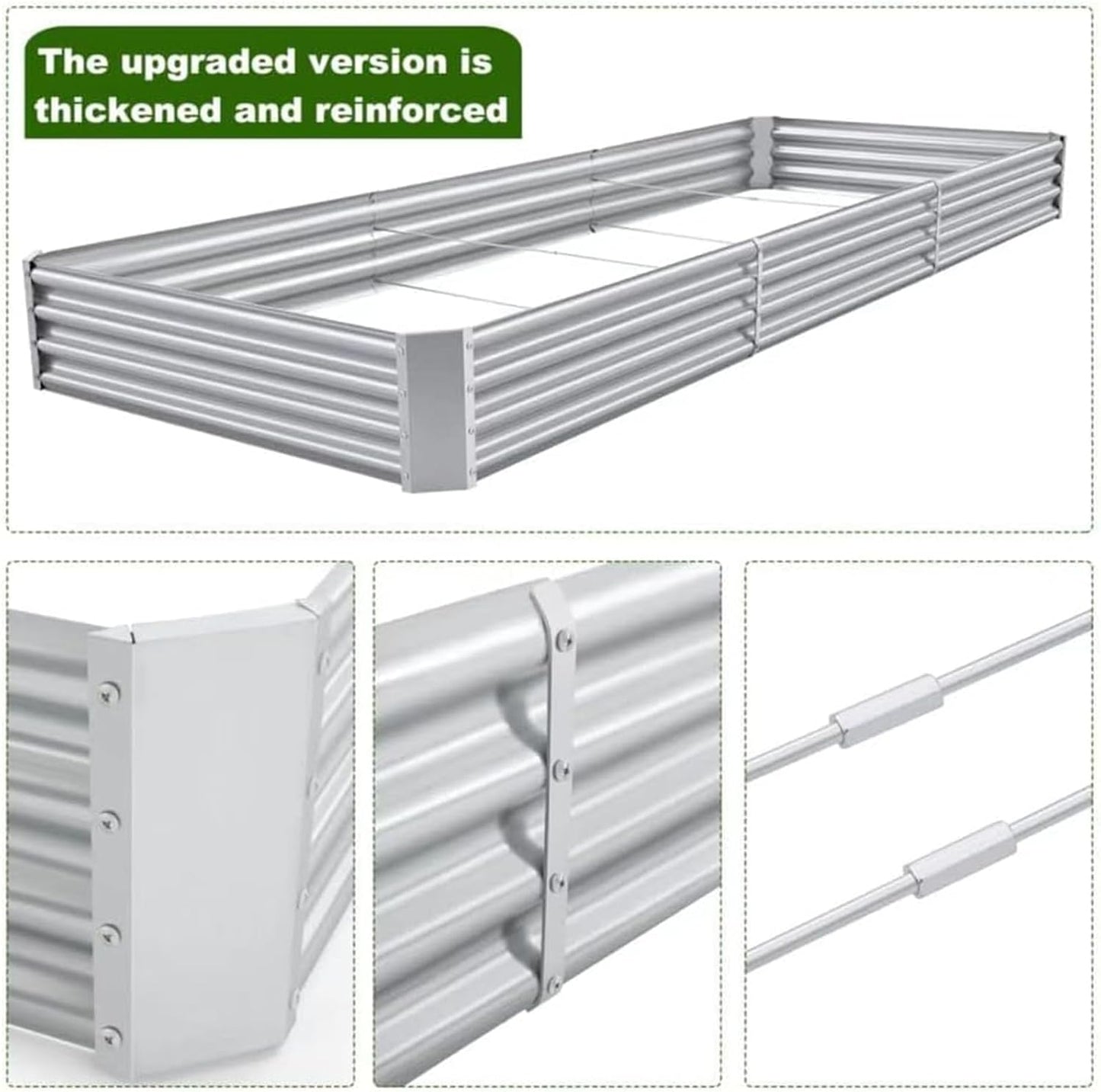 12×4×1ft Galvanized Raised Garden Bed Kit for Vegetables 2 Pack, Galvanized Super Large Metal Planter Raised Garden Boxes Outdoor