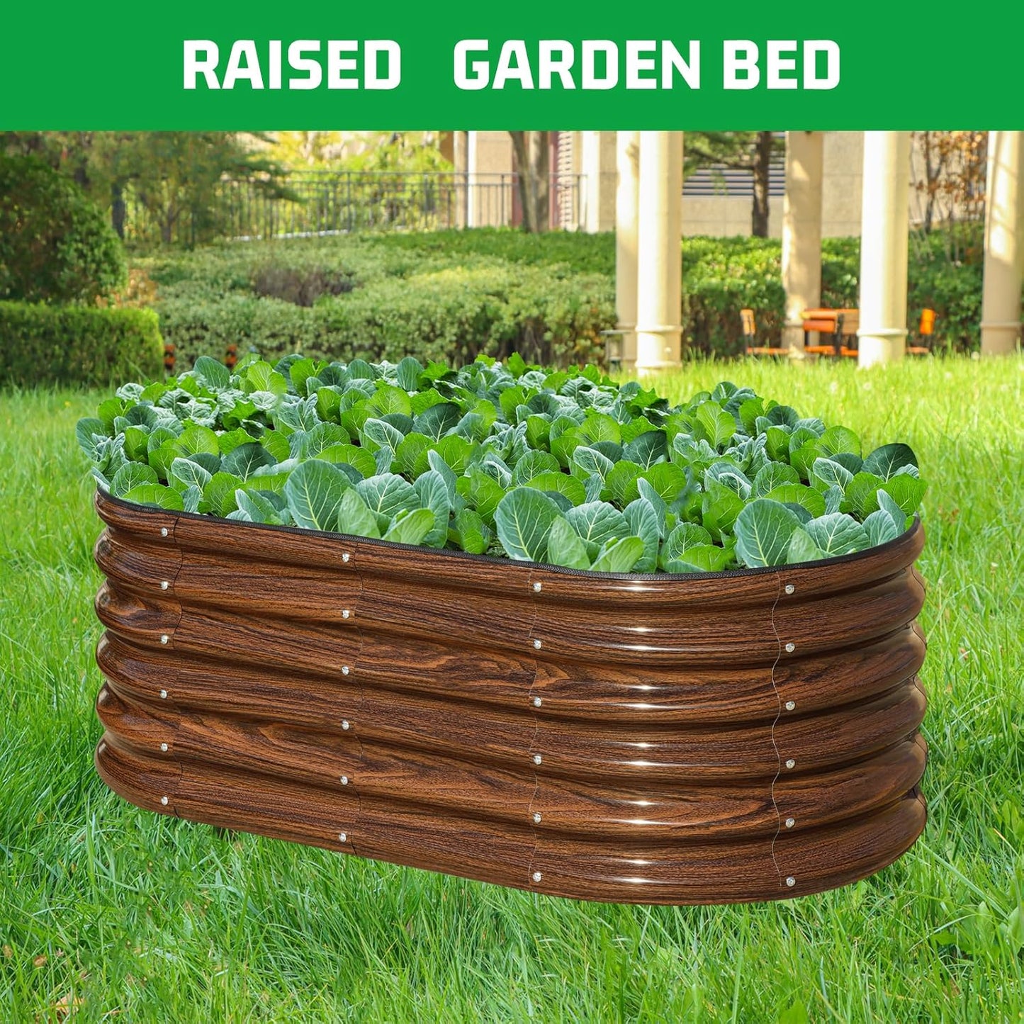 3 Pcs 4x2x1.5ft Raised Garden Bed Outdoor, 17" Tall Galvanized Metal Planter Box, Raised Garden Bed Kit for Planting Vegetables Plants Fruits, Brown