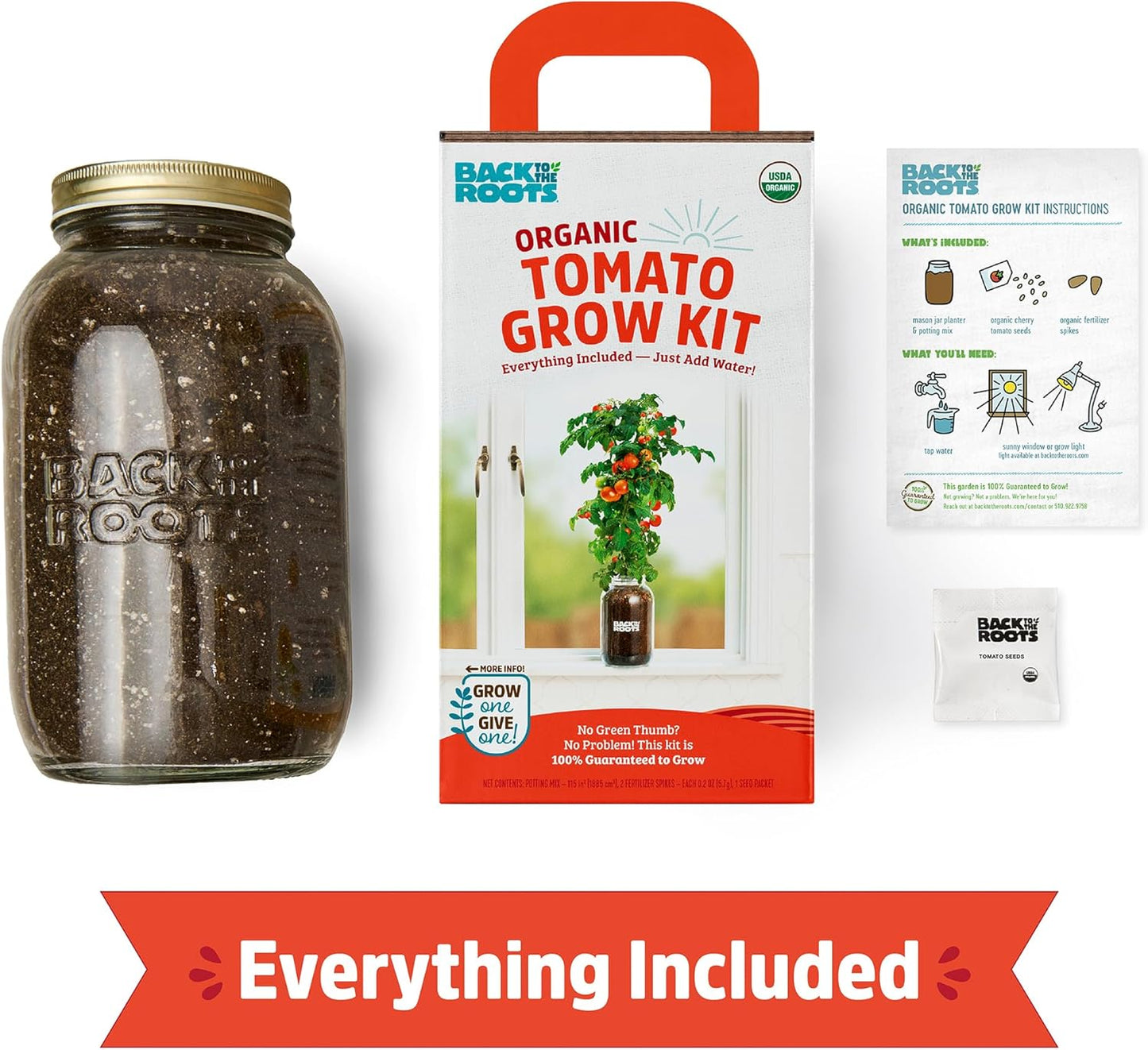 Cherry Tomato Organic Windowsill Planter Kit - Grows Year Round, Includes Everything Needed for Planting