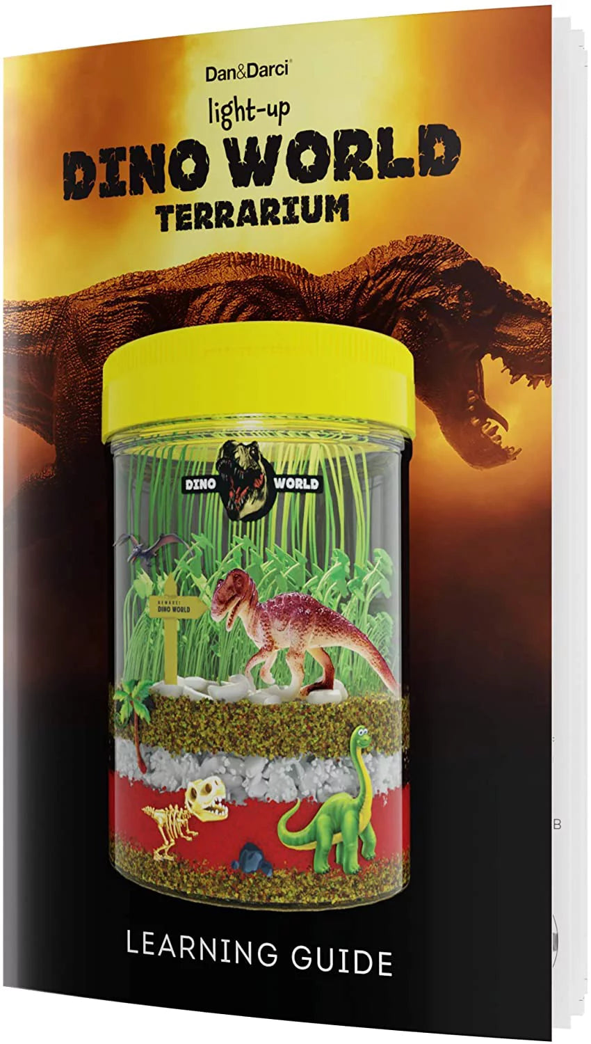 Dino World Terrarium Kit for Kids - LED Light in Lid - Dinosaur Toys Gifts for Boys & Girls Age 3, 4, 5, 6, 7, 8+ Year Old - Dinosaur Garden - Toy Dinosaurs - STEM Science Gardening Kits