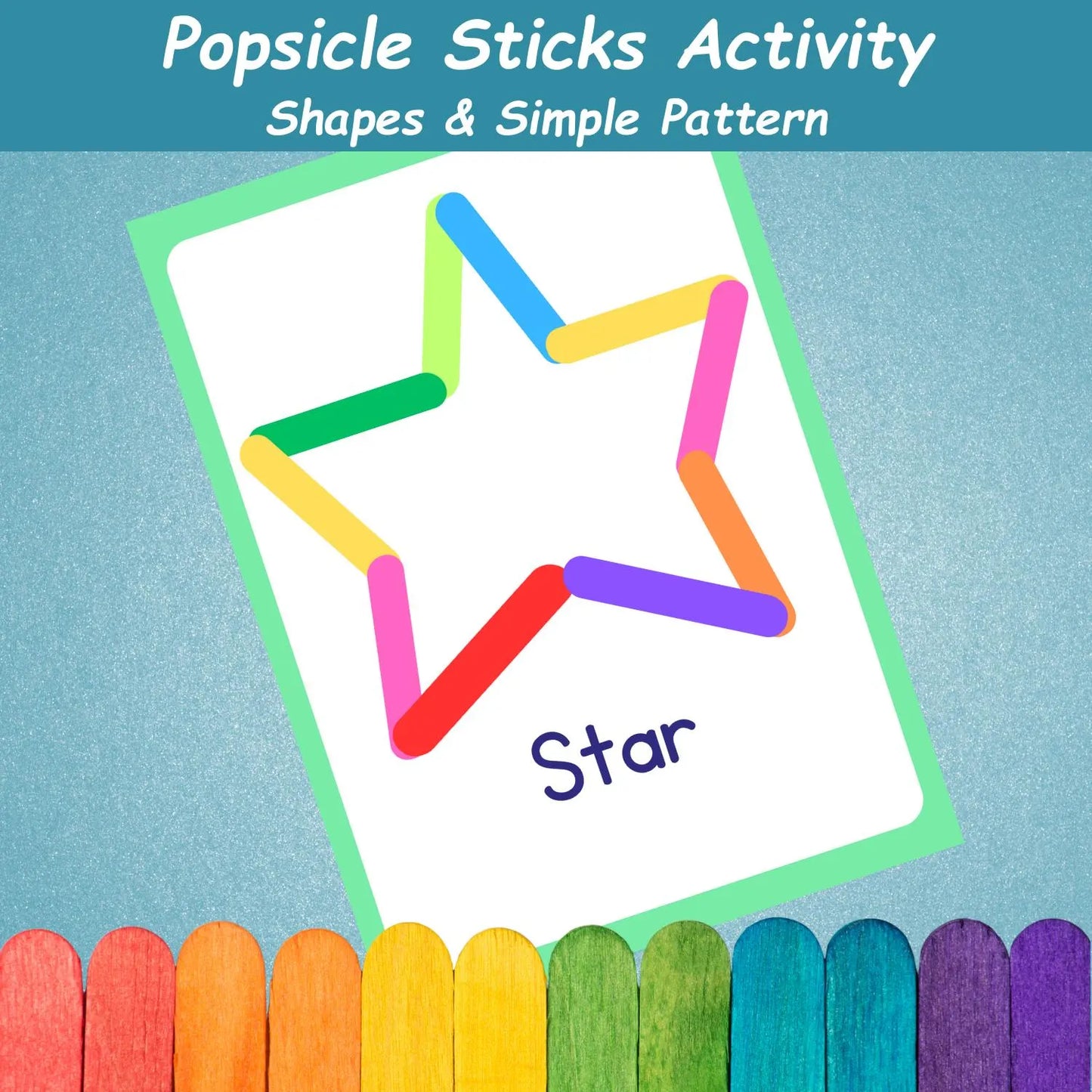 Popsicle Sticks Shapes Activity | Kids Learning Shapes & Patterns | Montessori Shapes Activity | Preschool Printables | Homeschool Resources