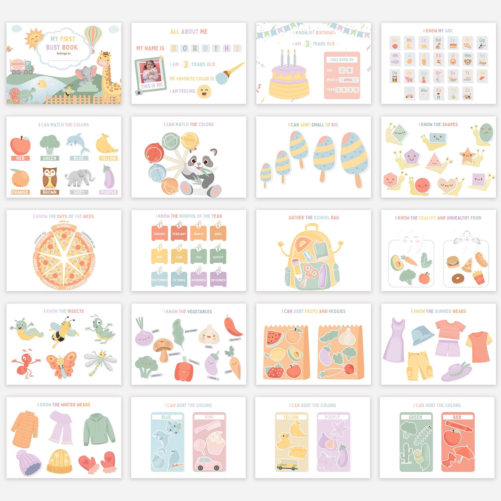 Toddler Busy Book Preschool Learning Binder For Toddler Quiet Book For Kids Homeschool Resources Busy Binder Montessori Activity PRINTABLE