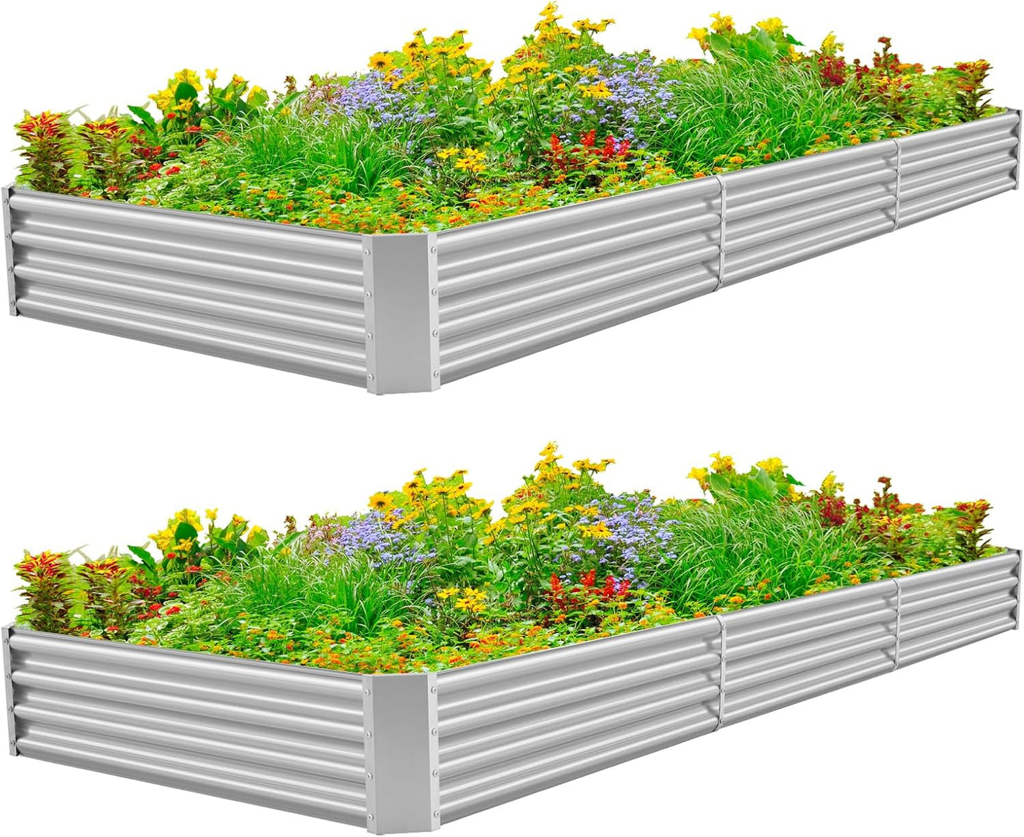 12×4×1ft Galvanized Raised Garden Bed Kit for Vegetables 2 Pack, Galvanized Super Large Metal Planter Raised Garden Boxes Outdoor