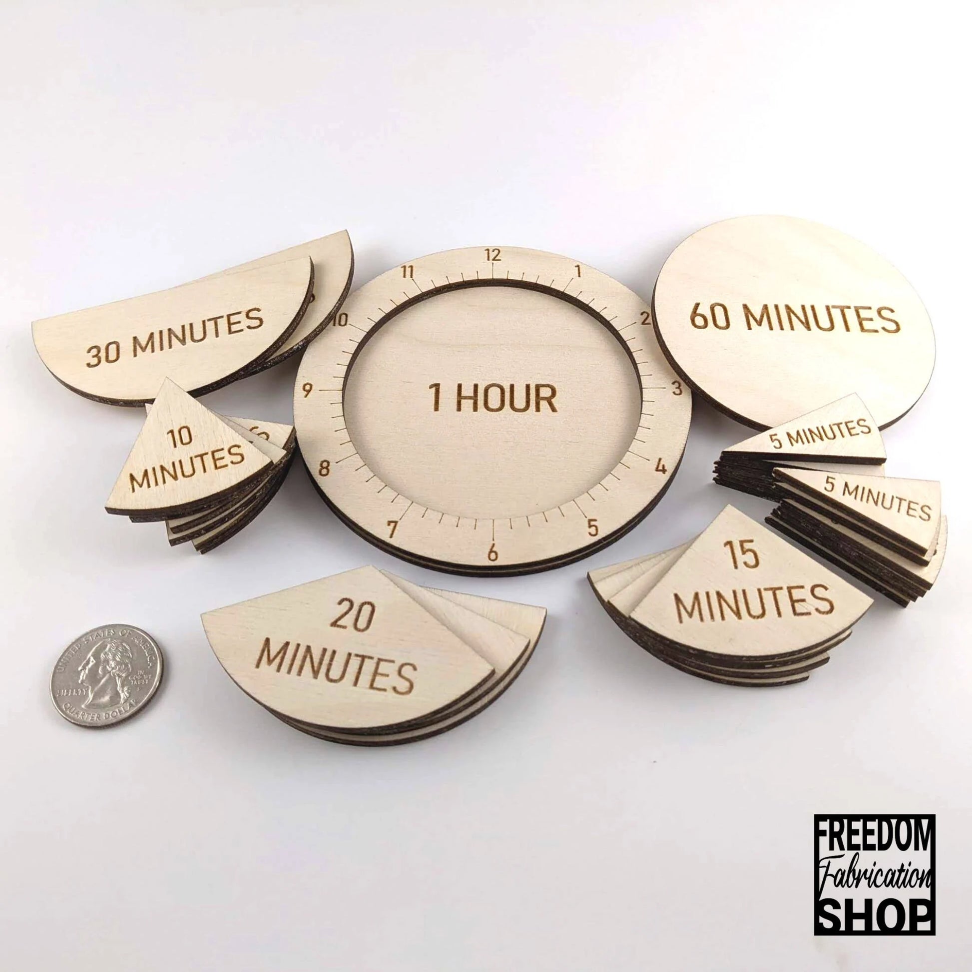 Time Fraction Learning Circles | Learn to tell time | STEM Montessori Wood Math Manipulatives