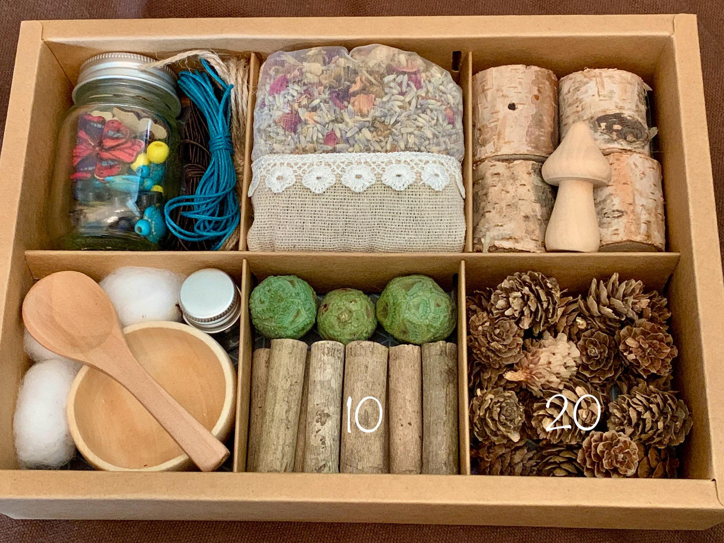 Kids Nature Sensory Crafting Boxes Montessori Waldorf Forest School Creative Play and Math