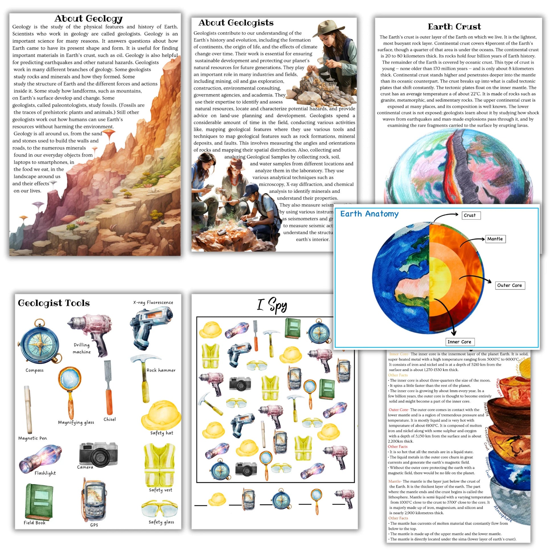 Rocks mineral gemstones units study, Rocks printables, Geology unit, Geology homeschooling, Earth anatomy, Montessori Geology 3 part cards,