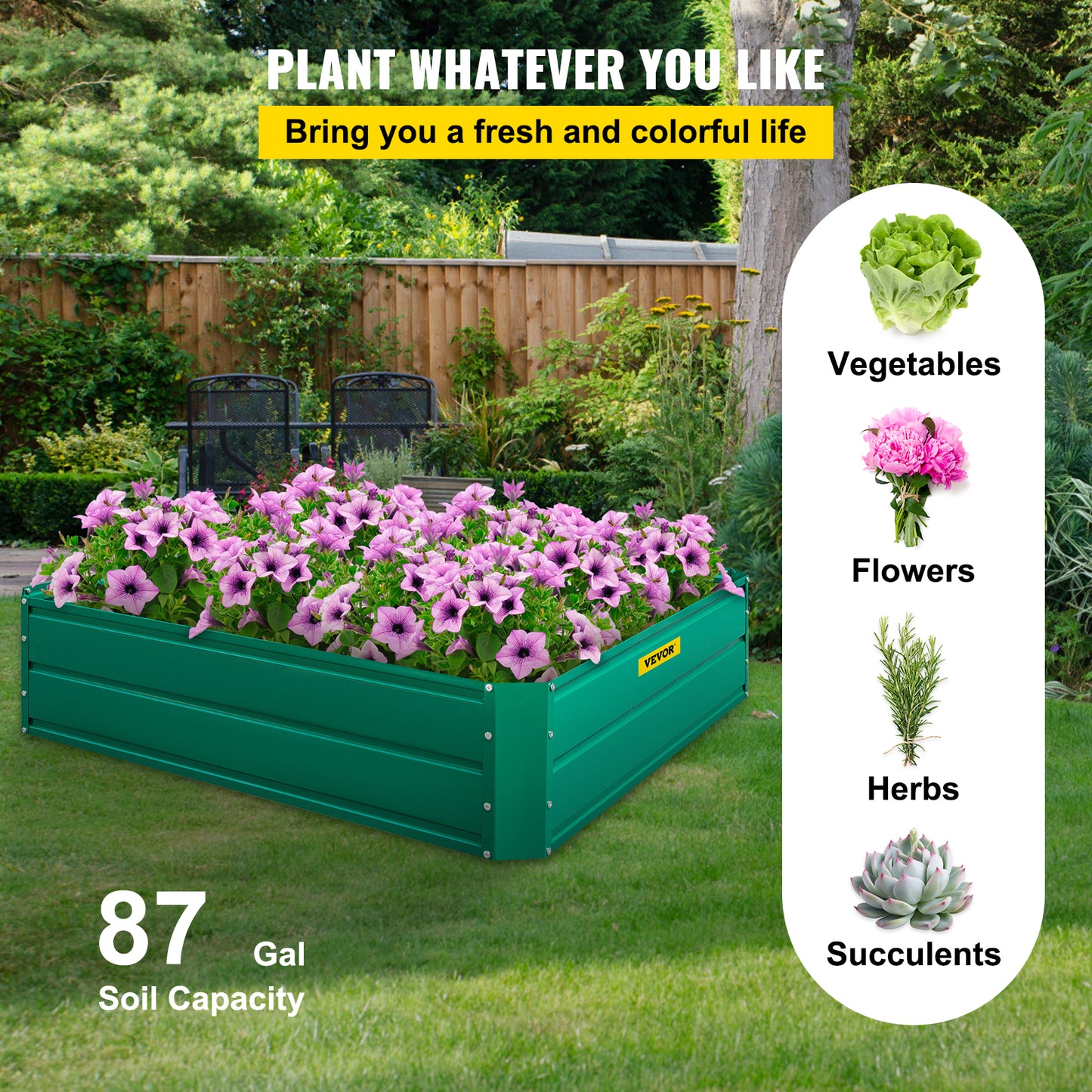 VEVOR Galvanized Raised Garden Bed Planter Box for Plant Flower Vegetable