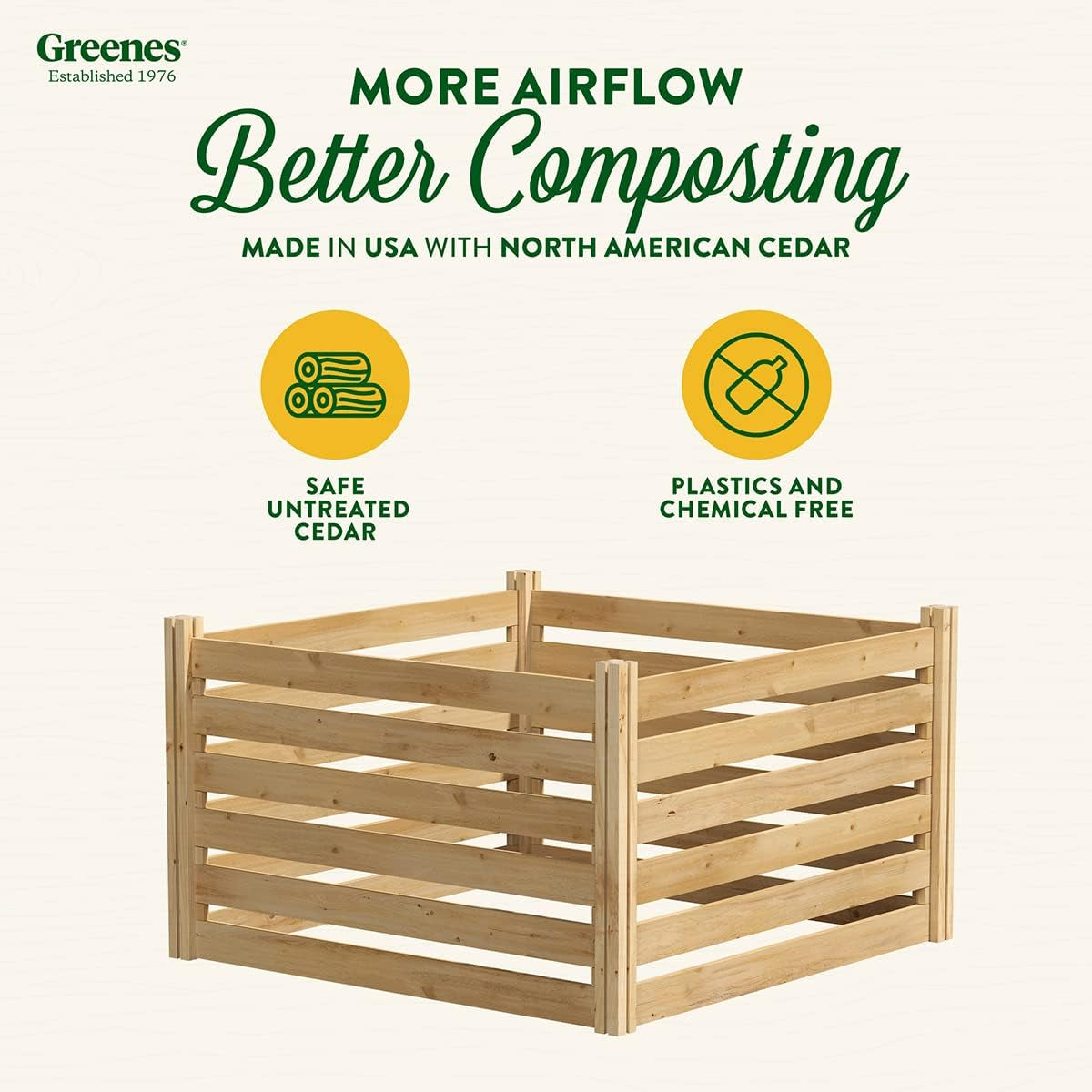 Cedar Wood Composter, 23.25 Cu ft / 173.92 gallons - Made in USA with North American Cedar