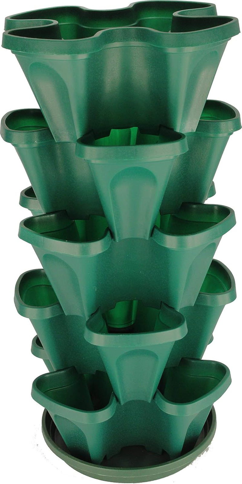 1305-HG 5-Tier Stackable Strawberry, Herb, Flower, & Vegetable Planter - Vertical Gardening Indoor / Outdoor Stacking Garden Pots Hunter Green, 22.5 Quarts