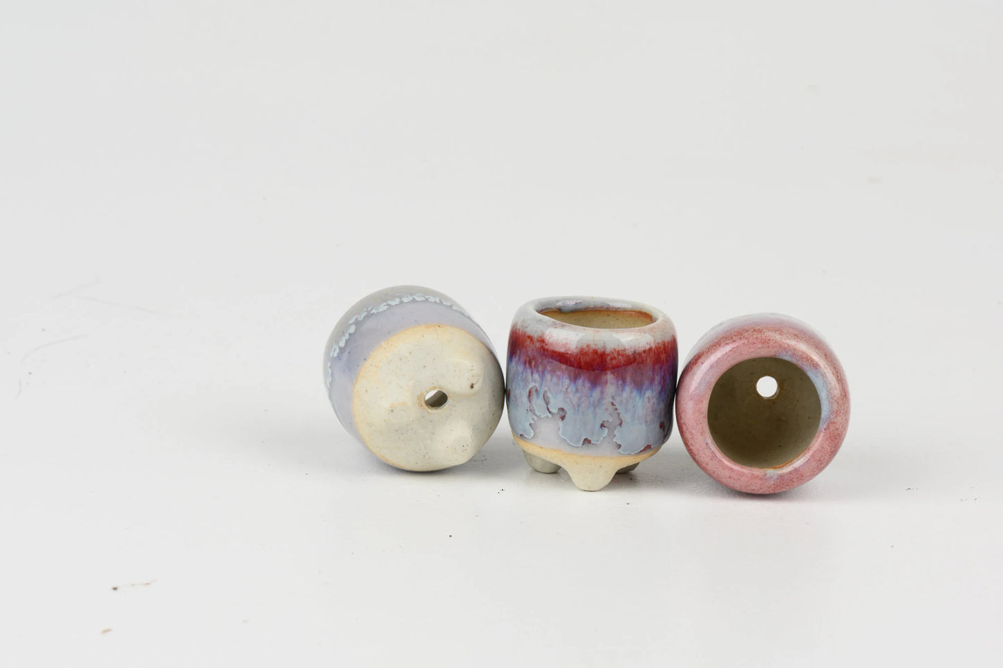 Super mini thumb size ceramic planter set, baby lithops pot, cactus pot, succulent pot, minimalist pot, thick pot, indoor planting pot