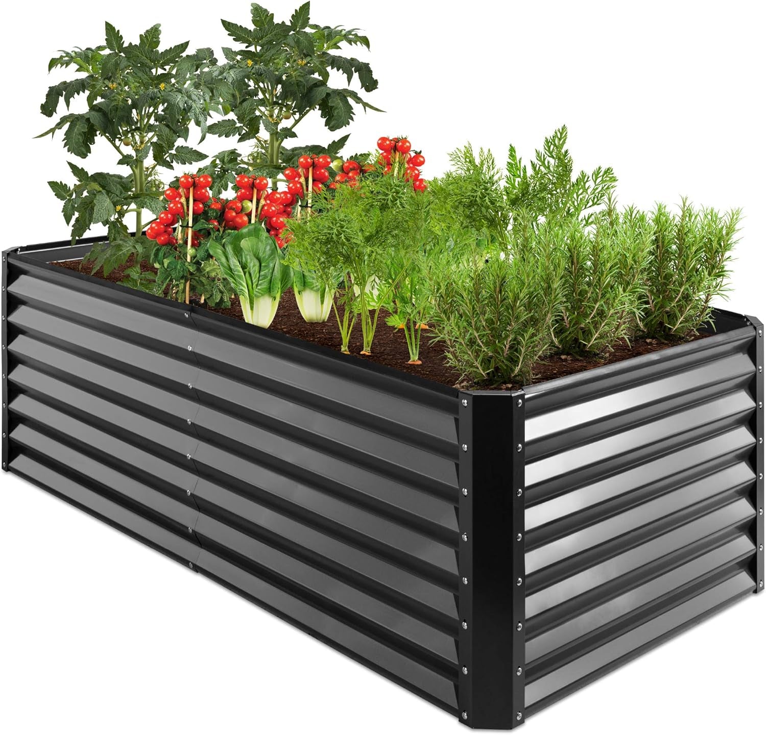 6x3x2ft Outdoor Metal Raised Garden Bed, Deep Root Box Planter for Vegetables, Flowers, Herbs, and Succulents w/ 269 Gallon Capacity - Gray