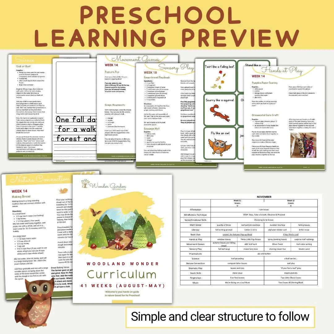 Nature-based Preschool Homeschool Curriculum: Secular, Whole-child focus, Hands-on