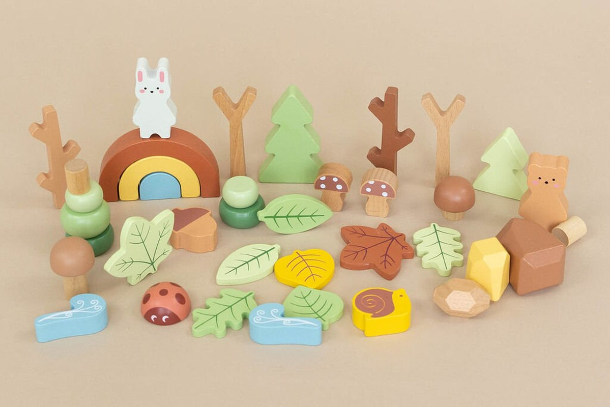 Wooden Forest Sensory Bin: Montessori Toys for Preschool Learning, Open-Ended Play Set