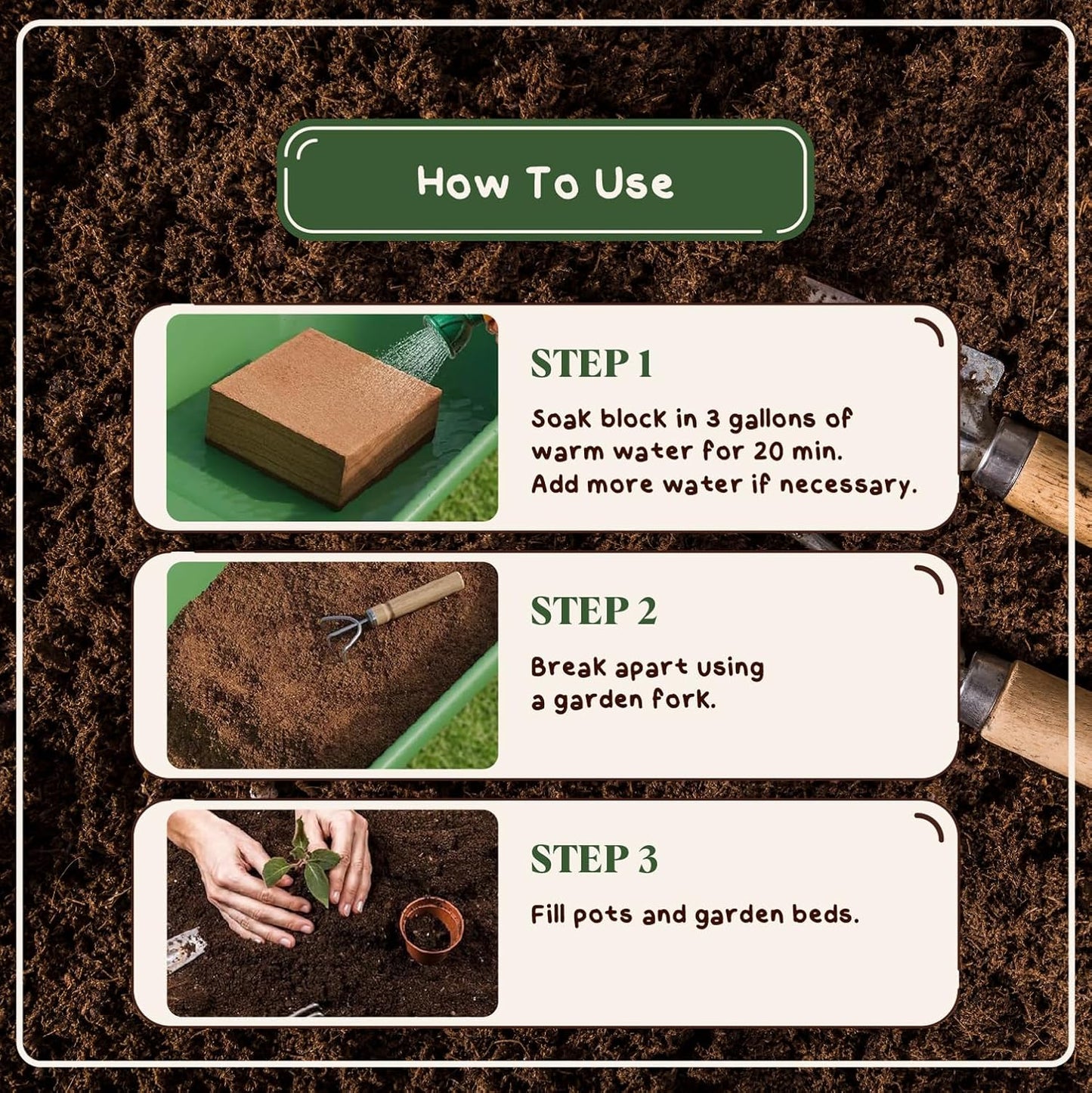 Instasoil™ Nutrient-Rich Potting Soil for Indoor/Outdoor Plants – Compressed Coco Coir– Just Add Water - Expands to 15 Gallons in 5 Minutes - Perfect for Herbs, Vegetables & Microgreens (10Lb Block)