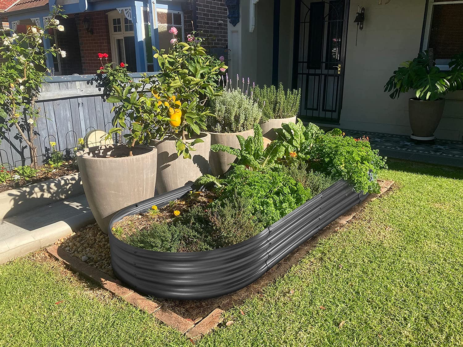 Galvanized Raised Garden Bed Kit, Galvanized Planter Raised Garden Boxes Outdoor, Oval Large Metal Raised Garden Beds for Vegetables(Grey)4×2×1ft(1pcs)