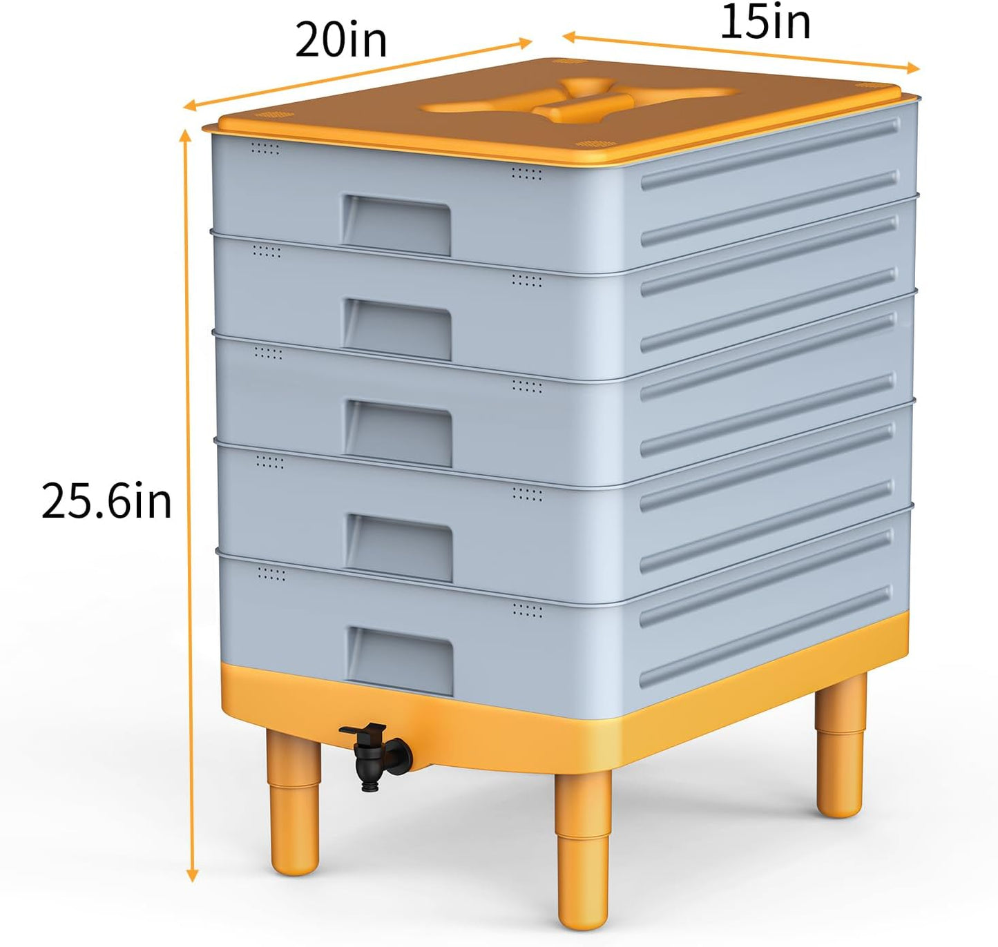 5-Tray Worm Composter,100L Large Compost Bin for Vermicomposting Starter, Indoor & Outdoor Worm Farm Composting Bin, Worms Compost Bin for Recycling Food Waste