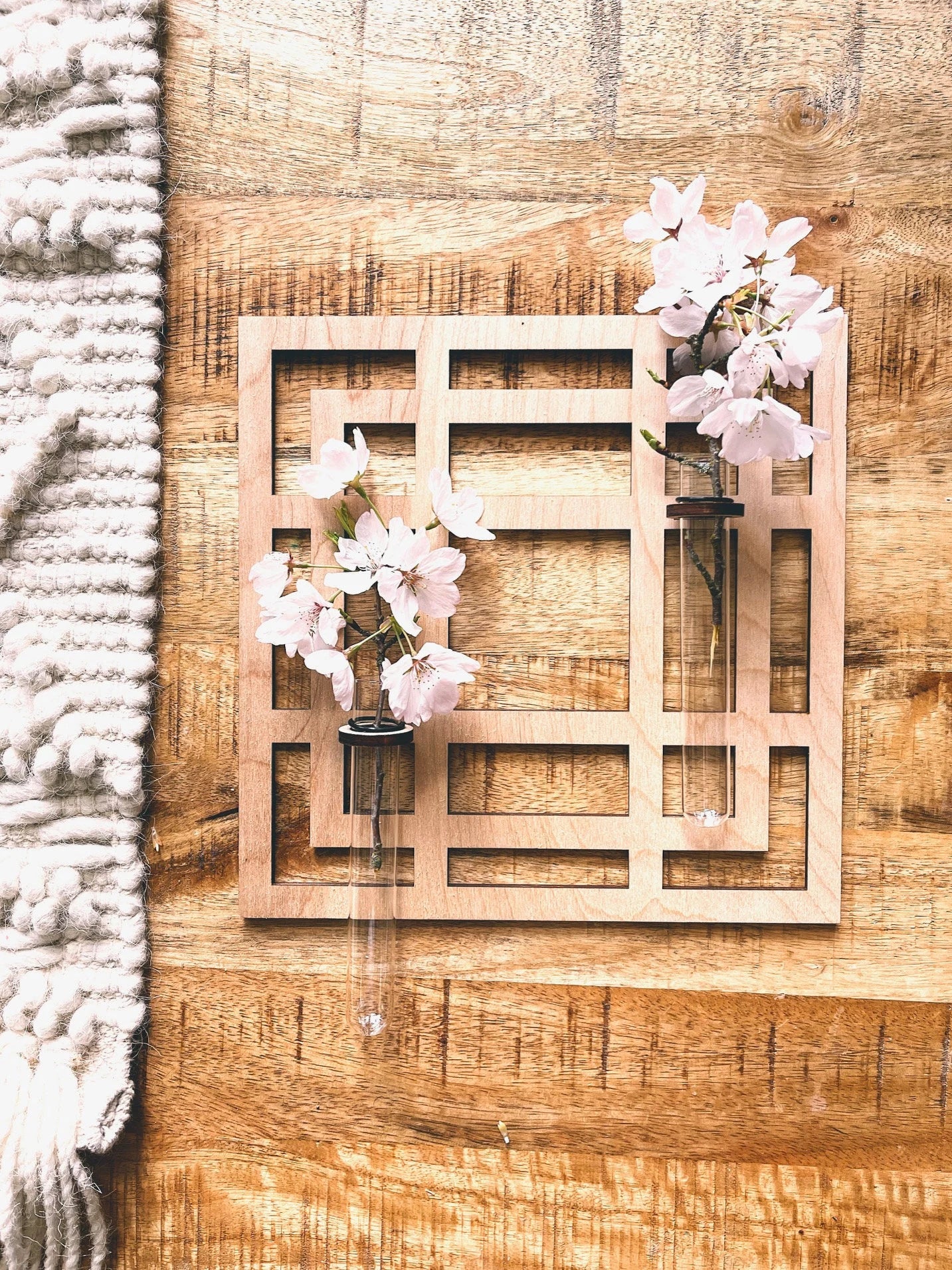 Wood Wall decor Geo Square Propagation station / Mountain / Wall planter indoor / Hanging planter/ Gifts for her for plant lovers Plant Wall
