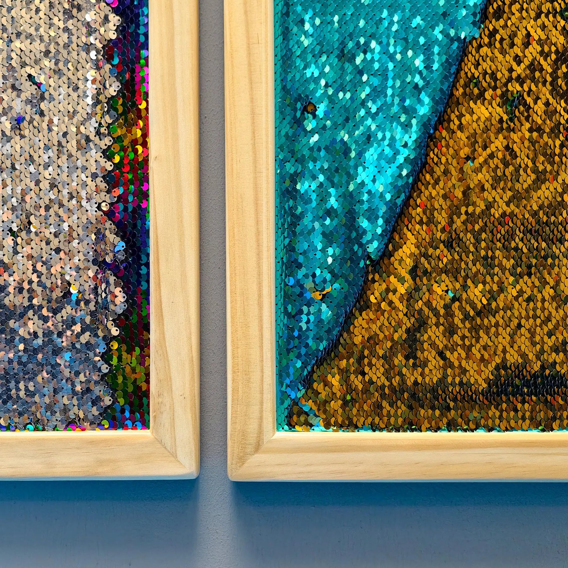 Giant 23.2×43.3 in Reversible Sequin Sensory Panels (3 Set) – Wooden Frame Autism Therapy Boards & Calming Room Décor”