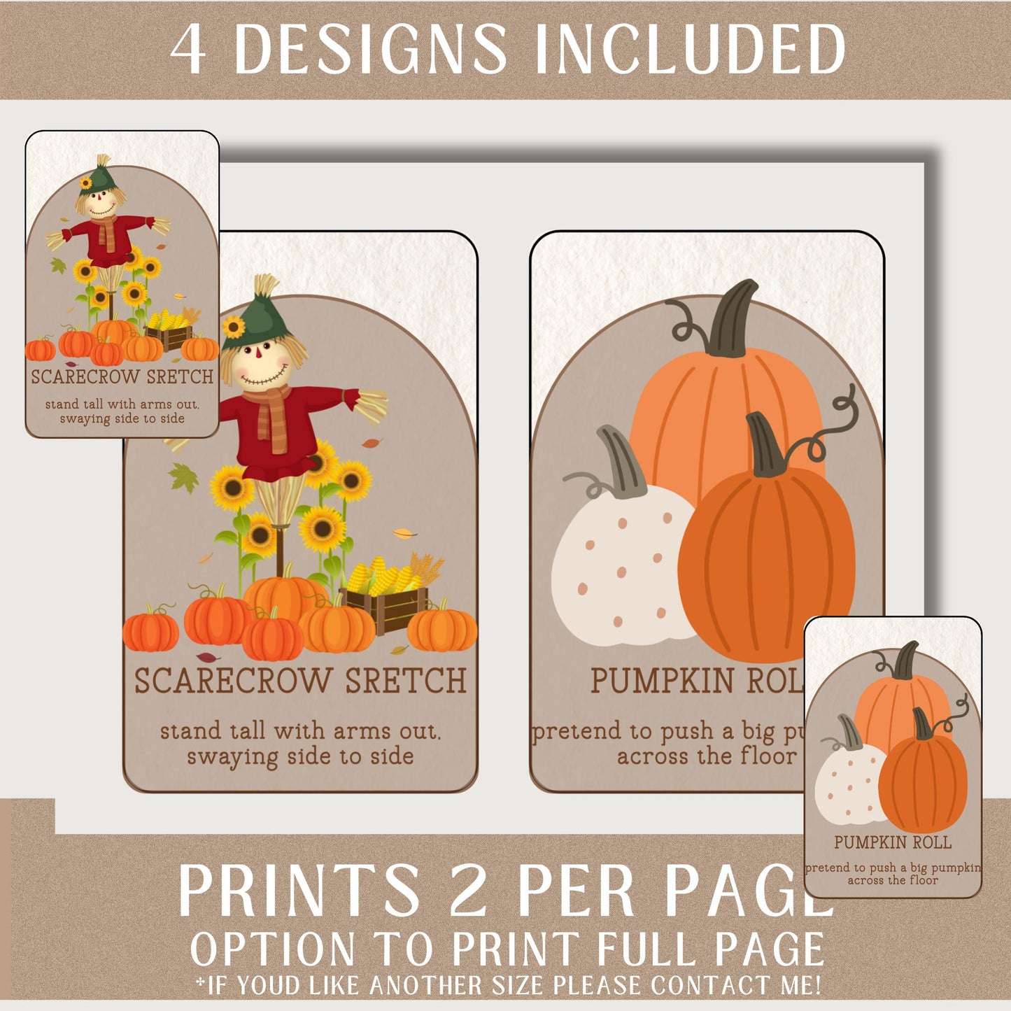 Autumn Movement Cards for Circle Time | Montessori Fall Movement Flashcards for Classrooms, Homeschool, Preschool (PDF Printable)