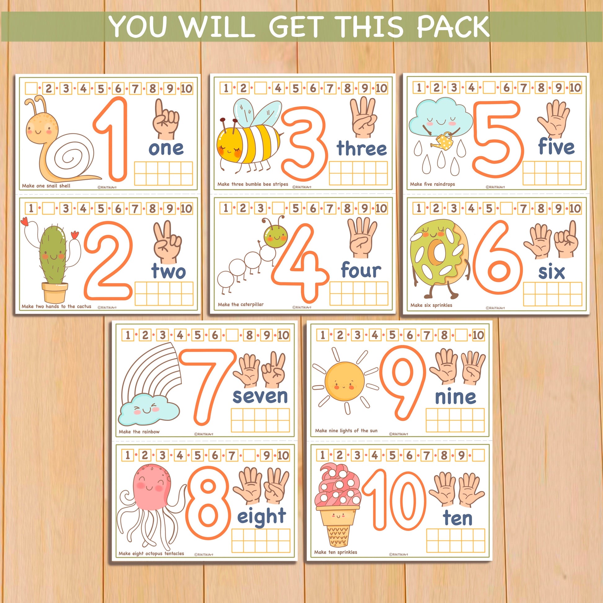 Preschool Printables Numbers 1-10 Play Doh Mats Toddler Activities, Montessori Materials Practice for Homeschool Pre-K Kindergarten