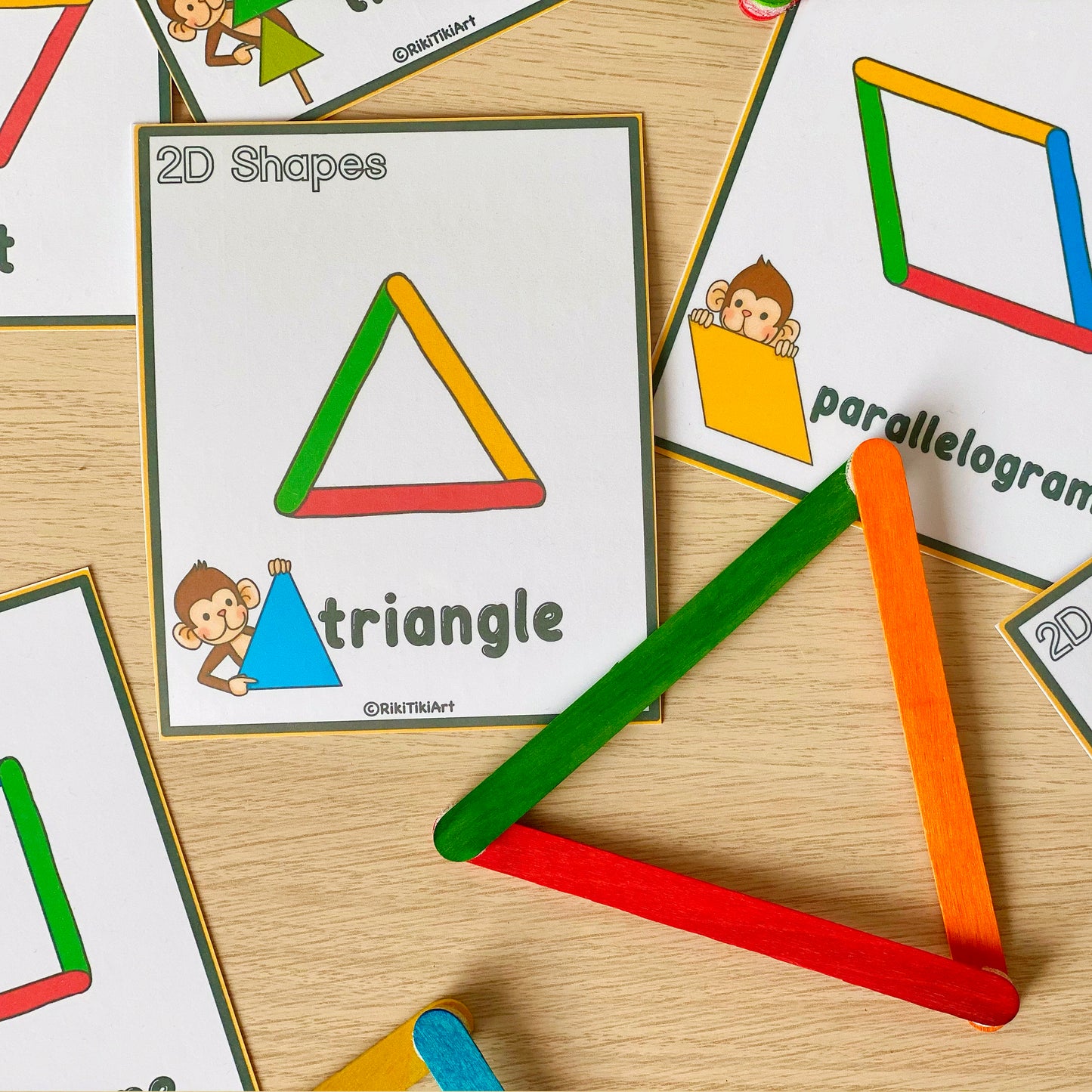 Popsicle Sticks Shapes Activity Game for Toddlers Montessori Printable Activities Preschool Printables for Kids Homeschool Resources