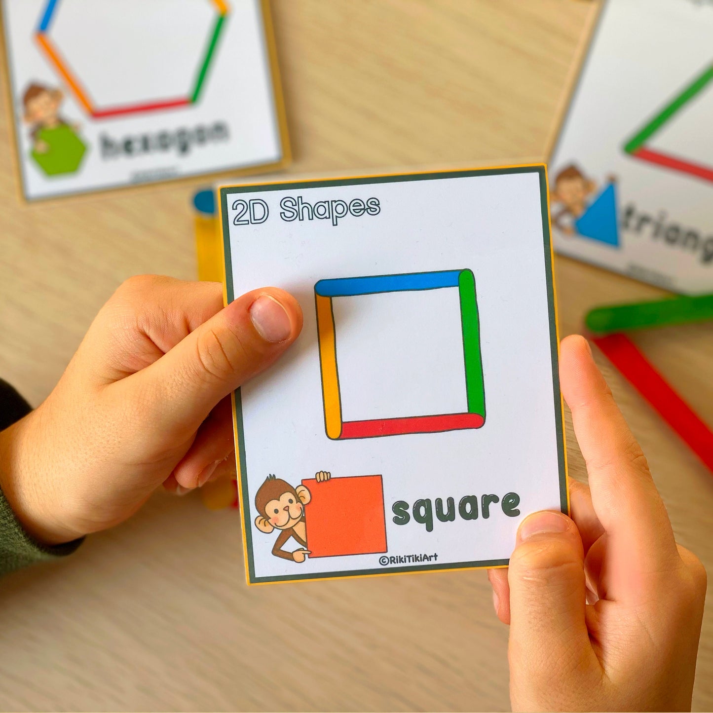 Popsicle Sticks Shapes Activity Game for Toddlers Montessori Printable Activities Preschool Printables for Kids Homeschool Resources