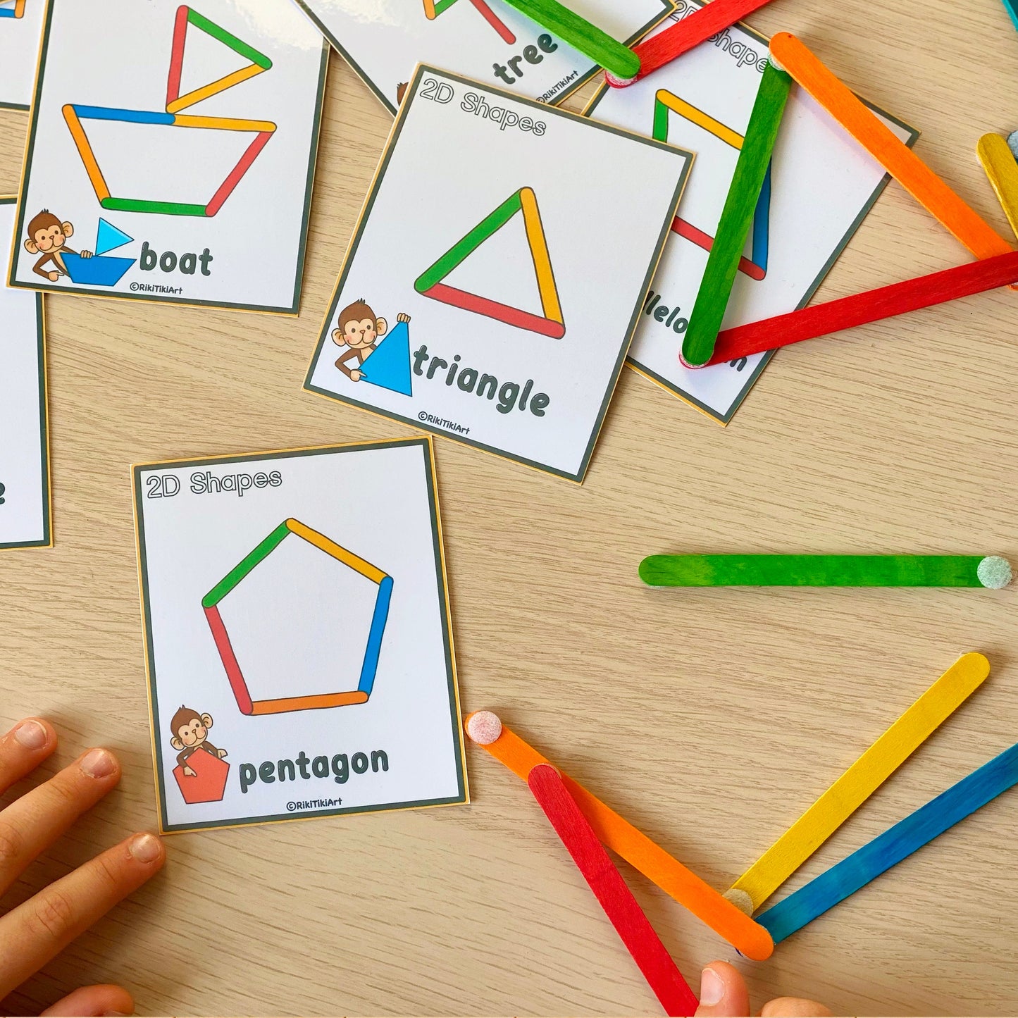 Popsicle Sticks Shapes Activity Game for Toddlers Montessori Printable Activities Preschool Printables for Kids Homeschool Resources