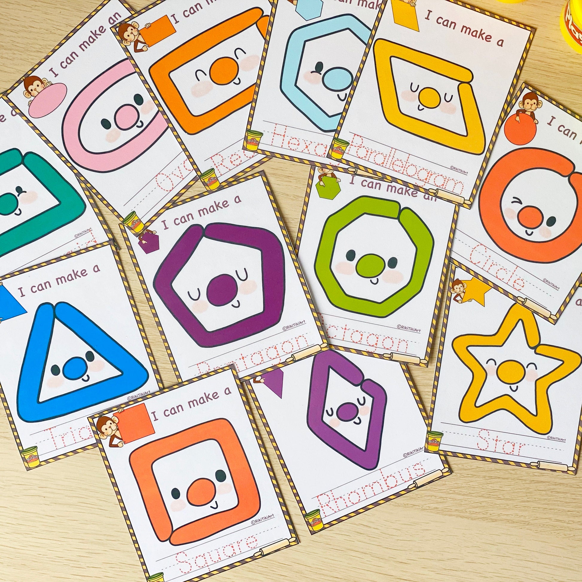 Shapes Play Dough Mats Visual Cards Montessori Toddler Activities Printable Play Doh Mats Homeschool Kindergarten Pre-K Curriculum