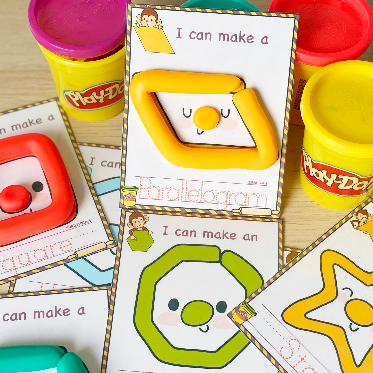 Shapes Play Dough Mats Visual Cards Montessori Toddler Activities Printable Play Doh Mats Homeschool Kindergarten Pre-K Curriculum
