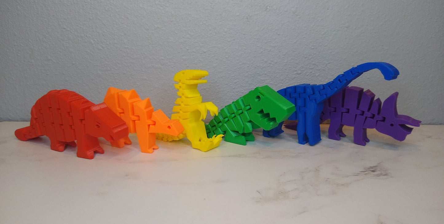 Flexible Dinosaur Toy Set: 3D Printed Montessori Sensory Toy