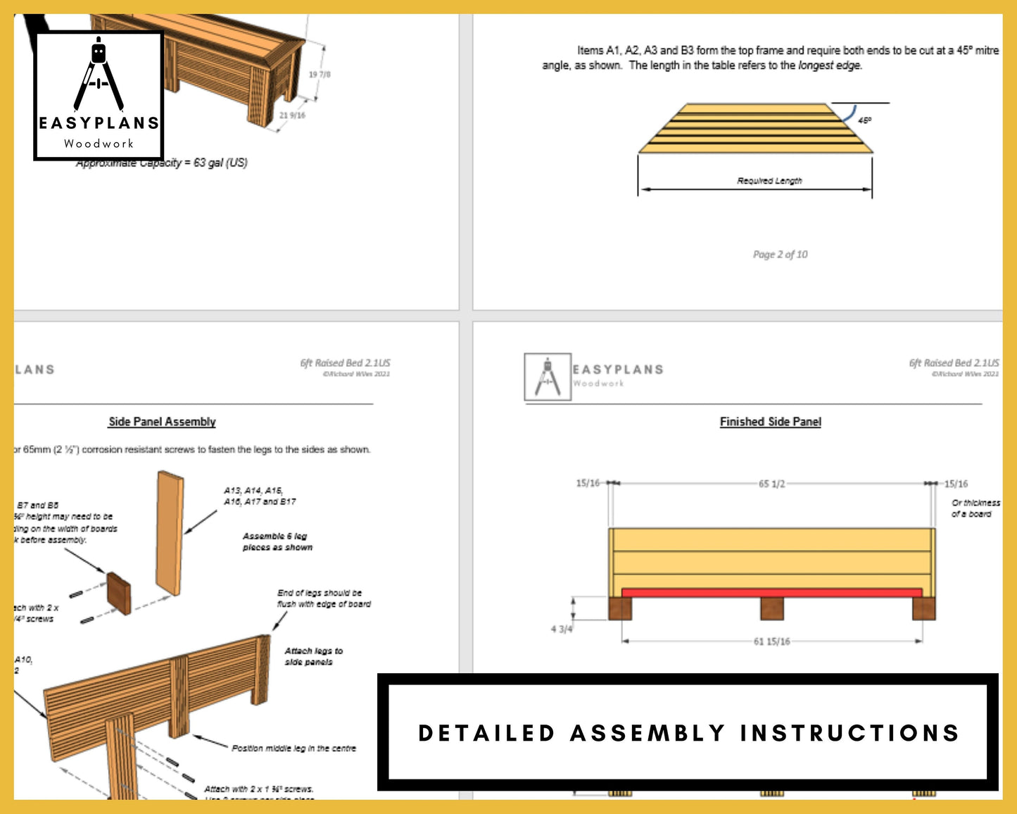 Raised Bed Planter Plans: DIY Decking Board Garden (PDF Pattern)